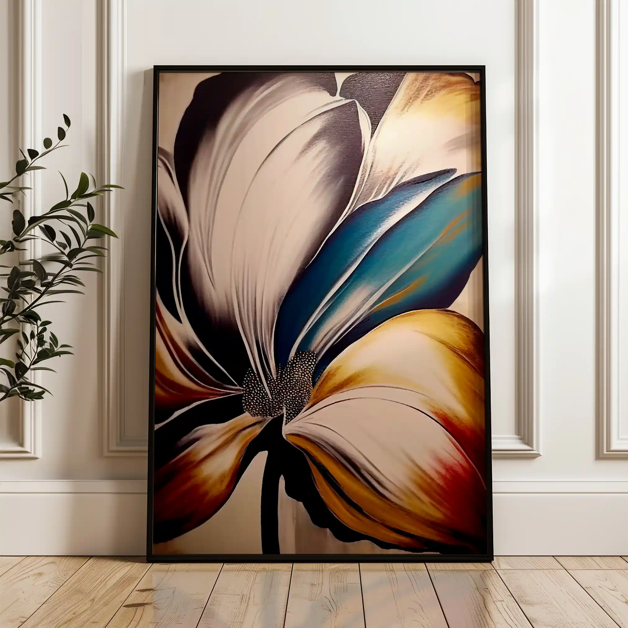 Floral 153 Canvas Art 60 x 40 cm / Black