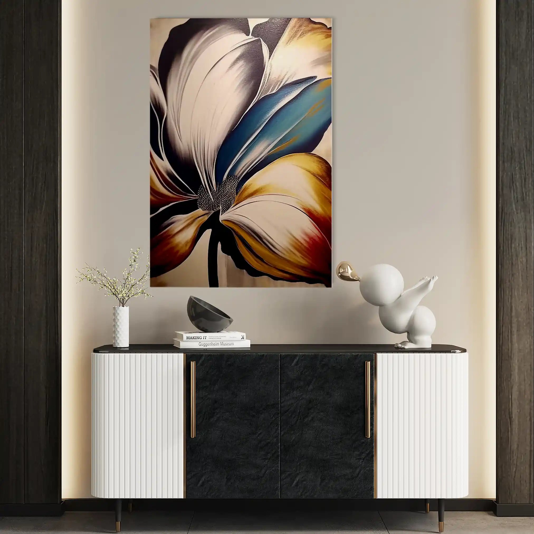 Floral 153 Canvas Art 60 x 40 cm / Black