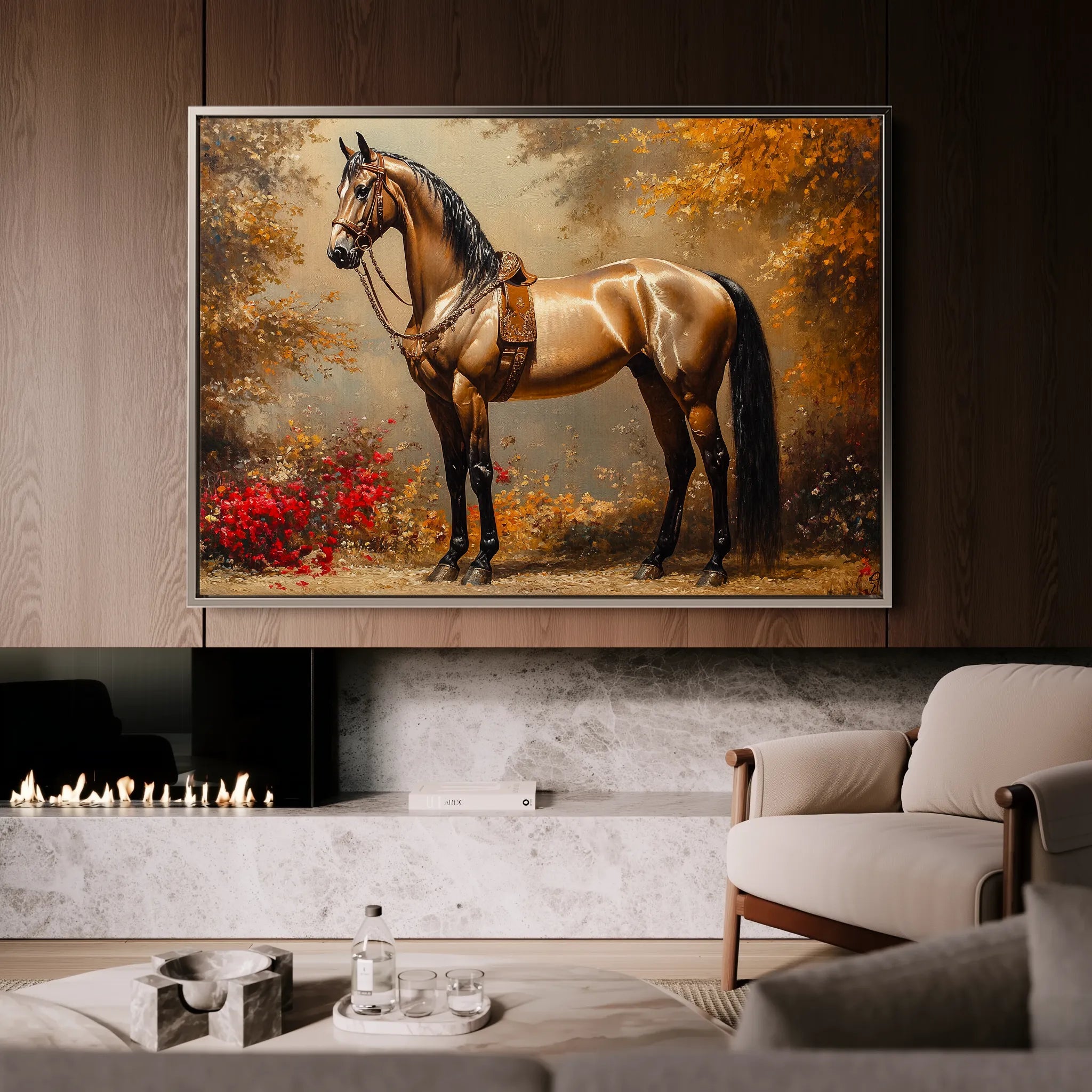Horses 153 Canvas Art 18" x 24" / 45 x 60 cm / Black