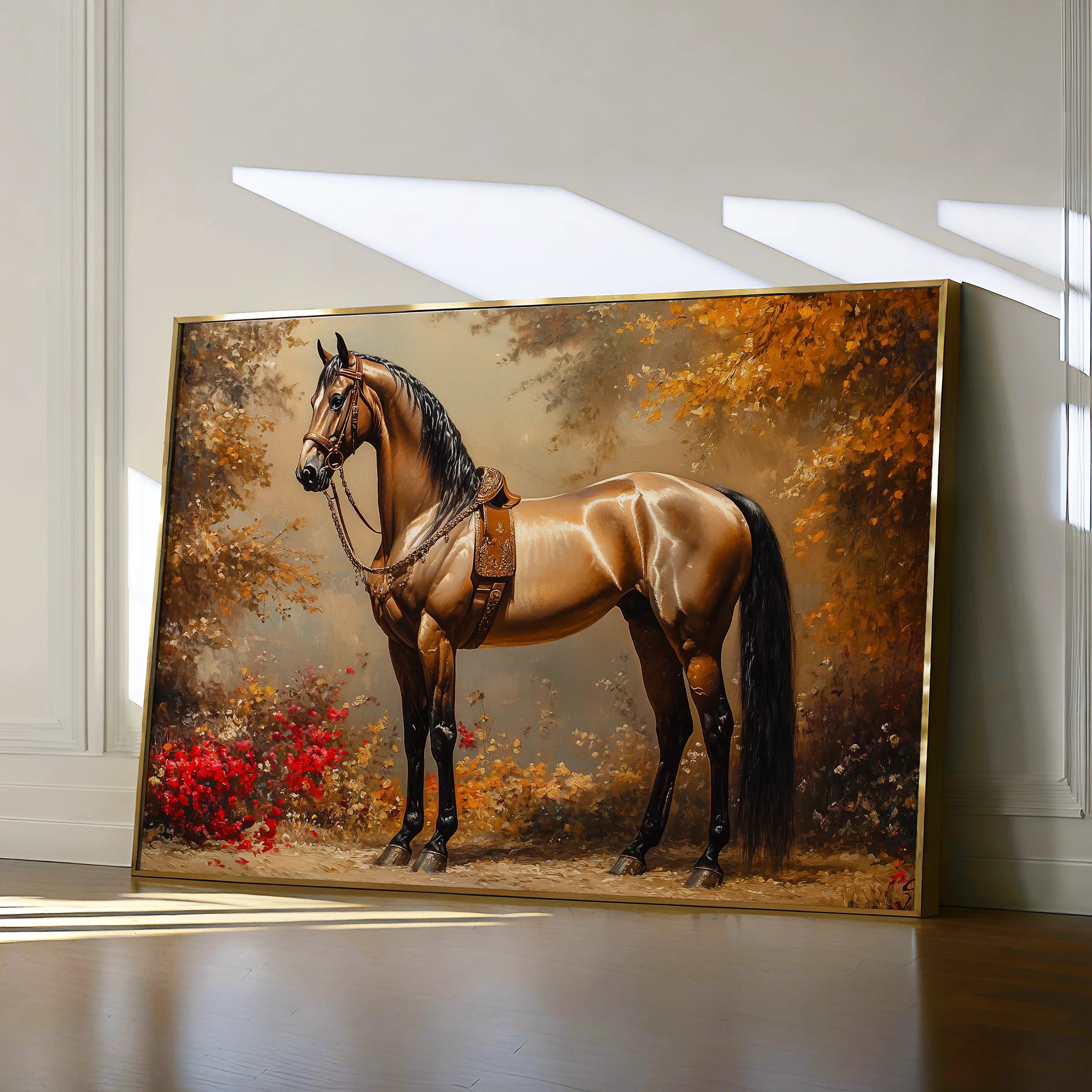Horses 153 Canvas Art 18" x 24" / 45 x 60 cm / Black