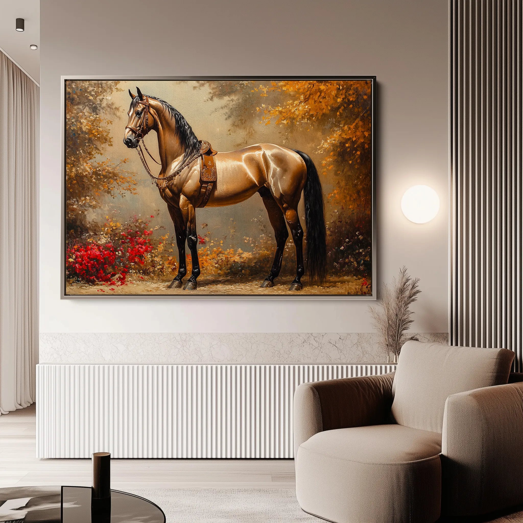 Horses 153 Canvas Art 18" x 24" / 45 x 60 cm / Black