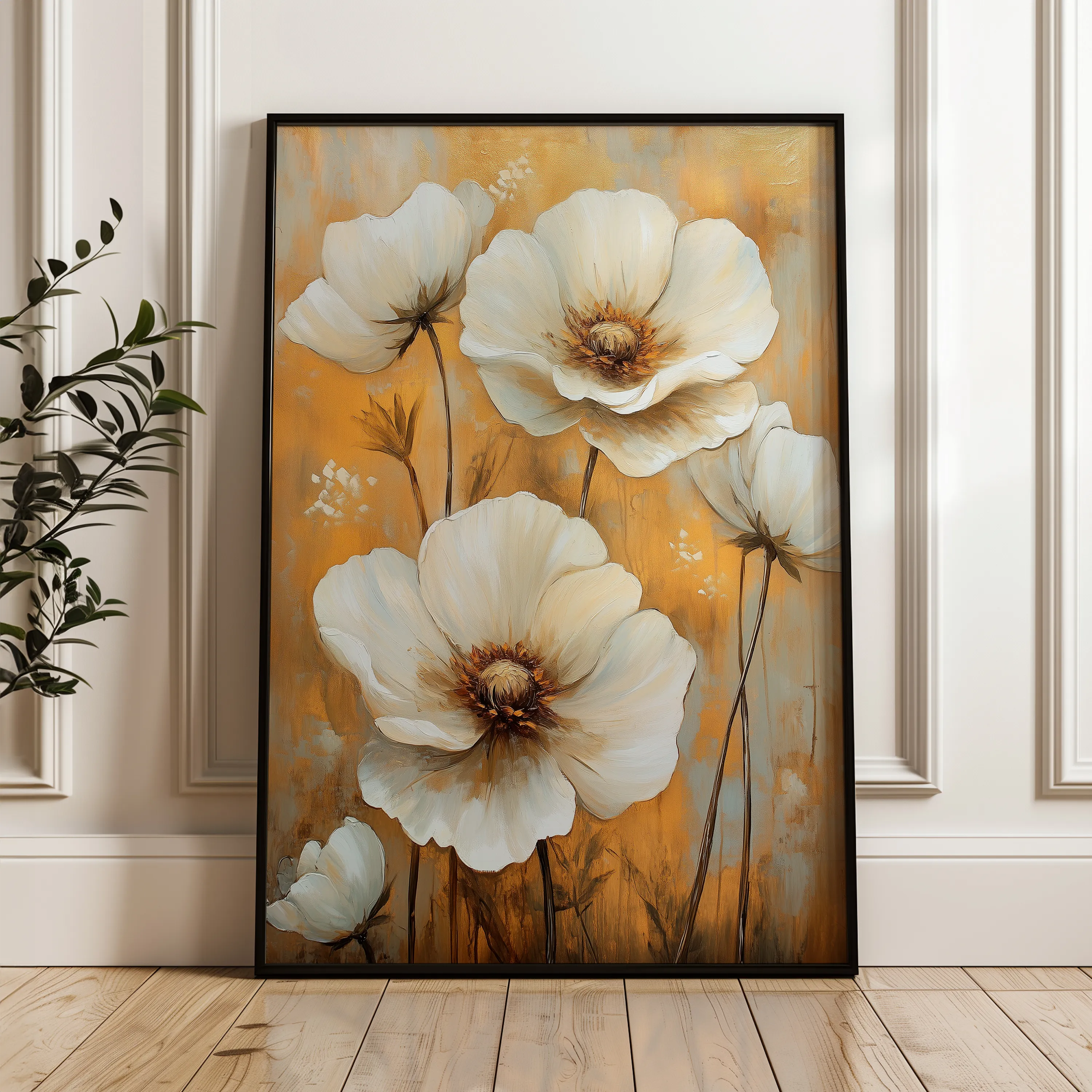 Floral 1531 Canvas Art 18" x 24" / 45 x 60 cm / Black