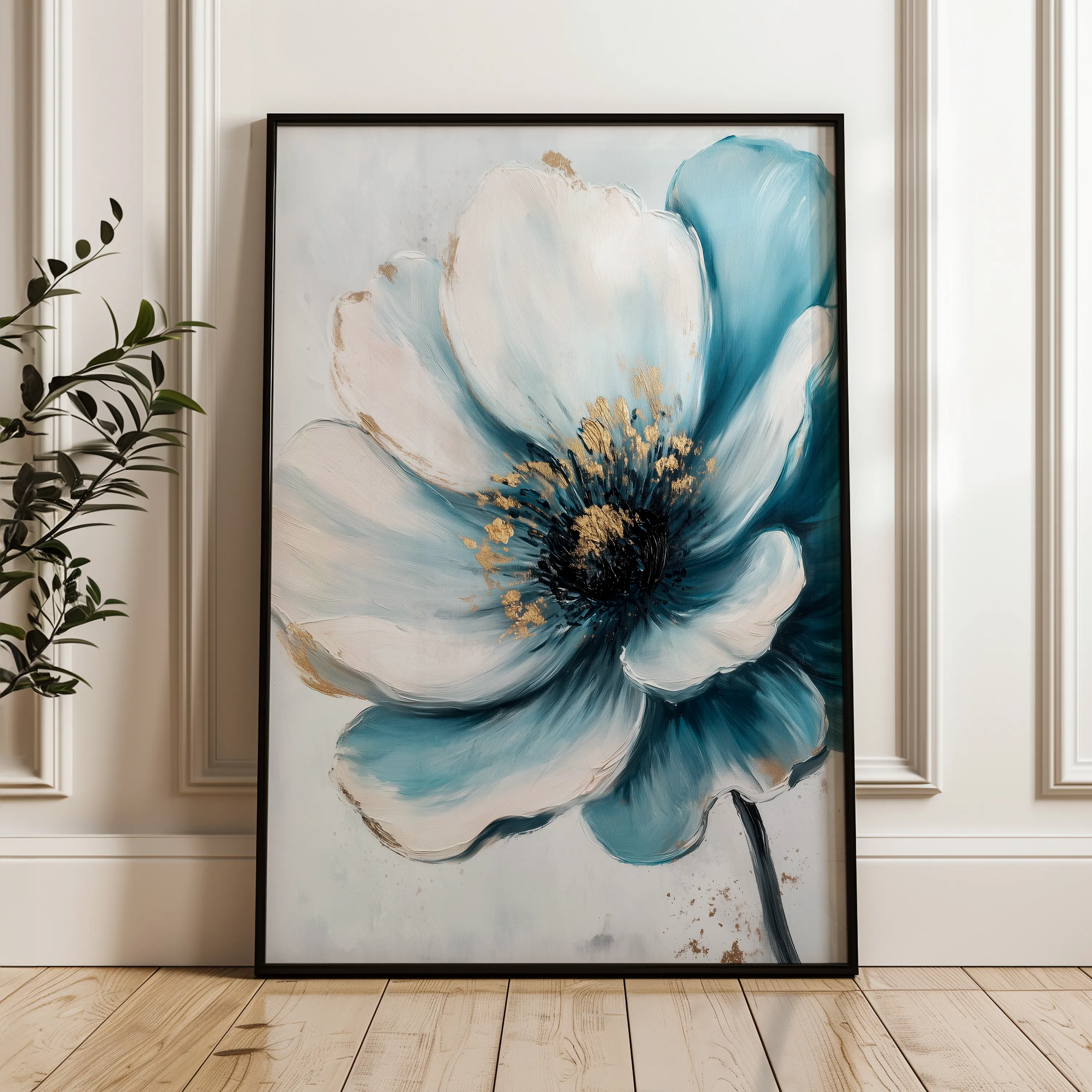 Floral 1532 Canvas Art 18" x 24" / 45 x 60 cm / Black