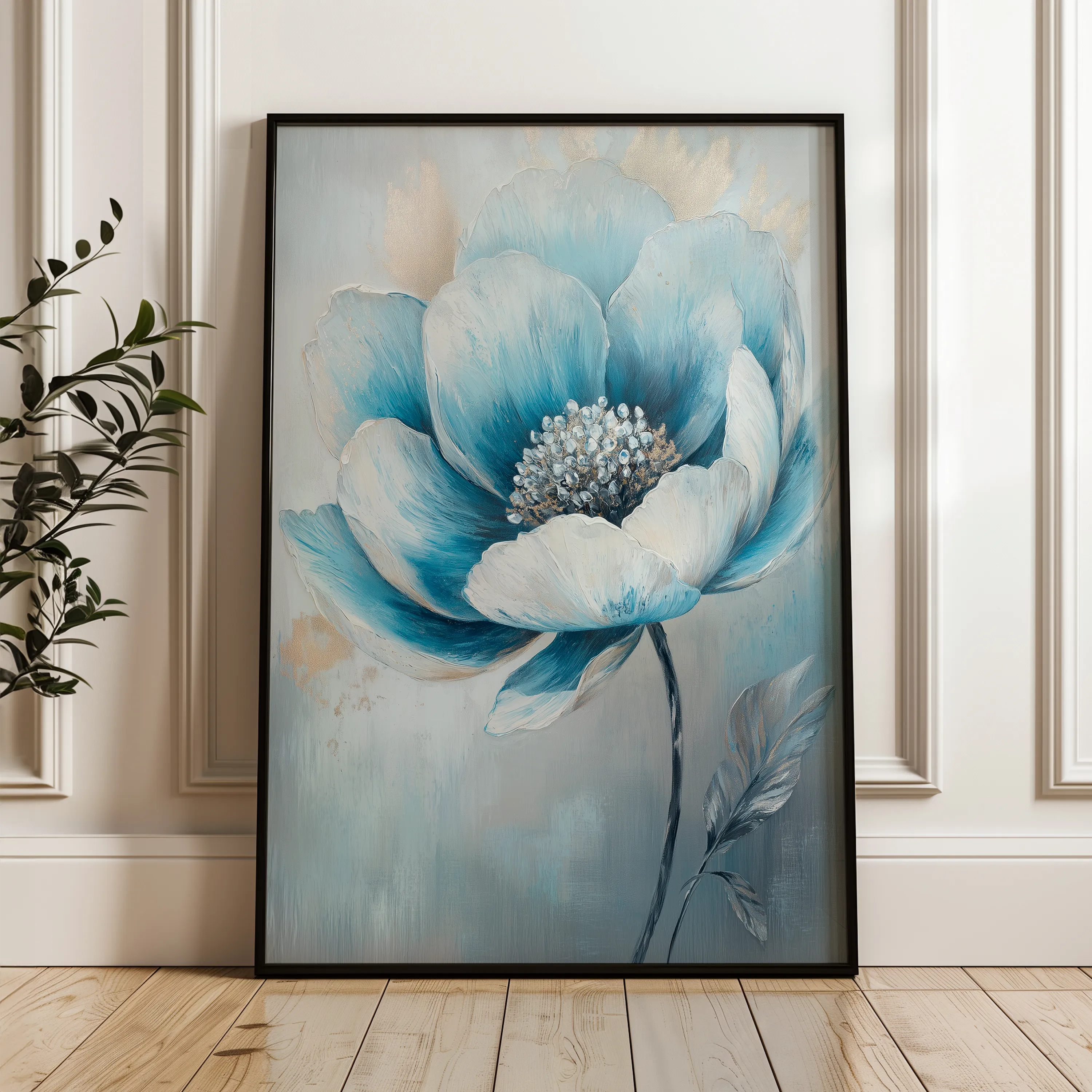Floral 1533 Canvas Art 18" x 24" / 45 x 60 cm / Black