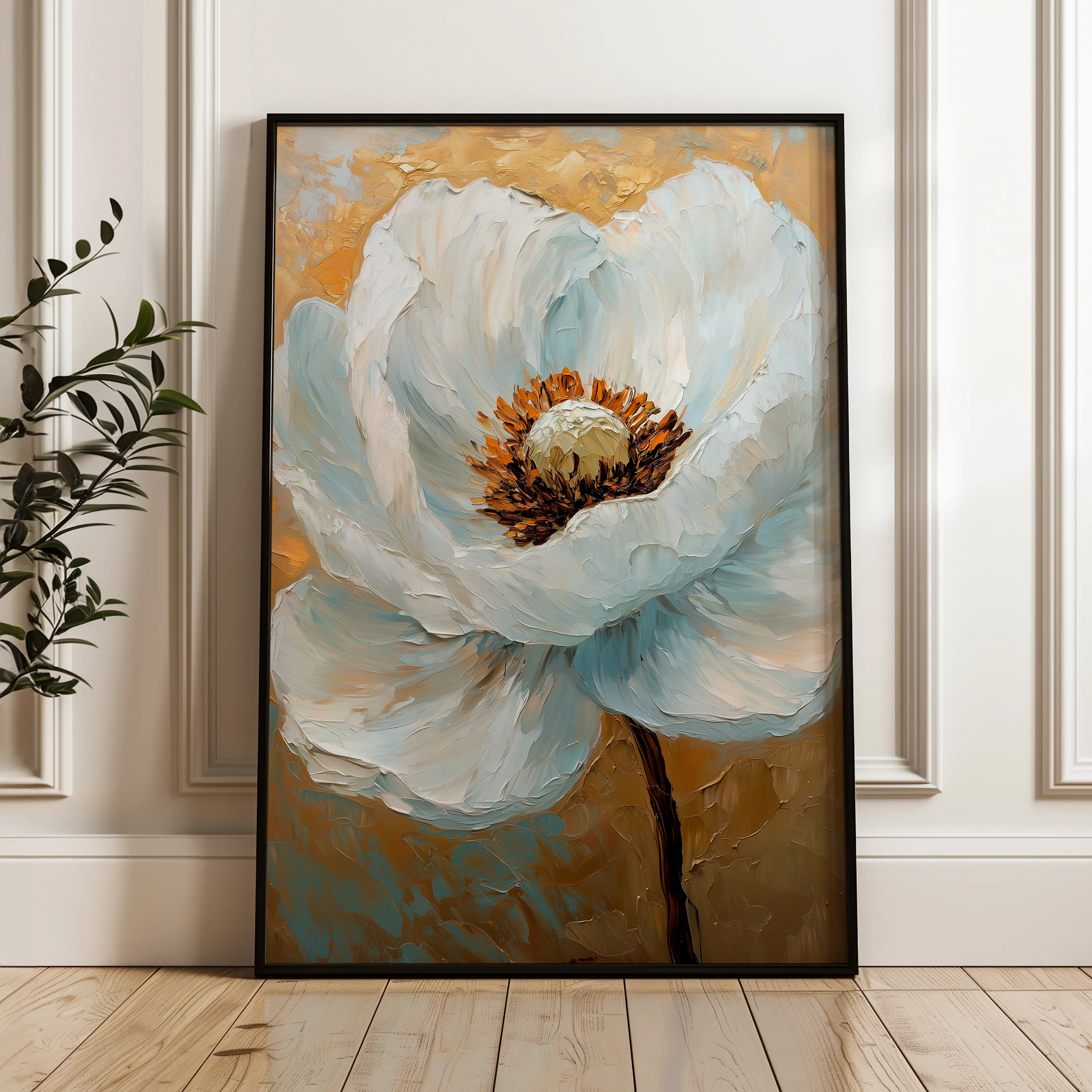 Floral 1534 Canvas Art 18" x 24" / 45 x 60 cm / Black