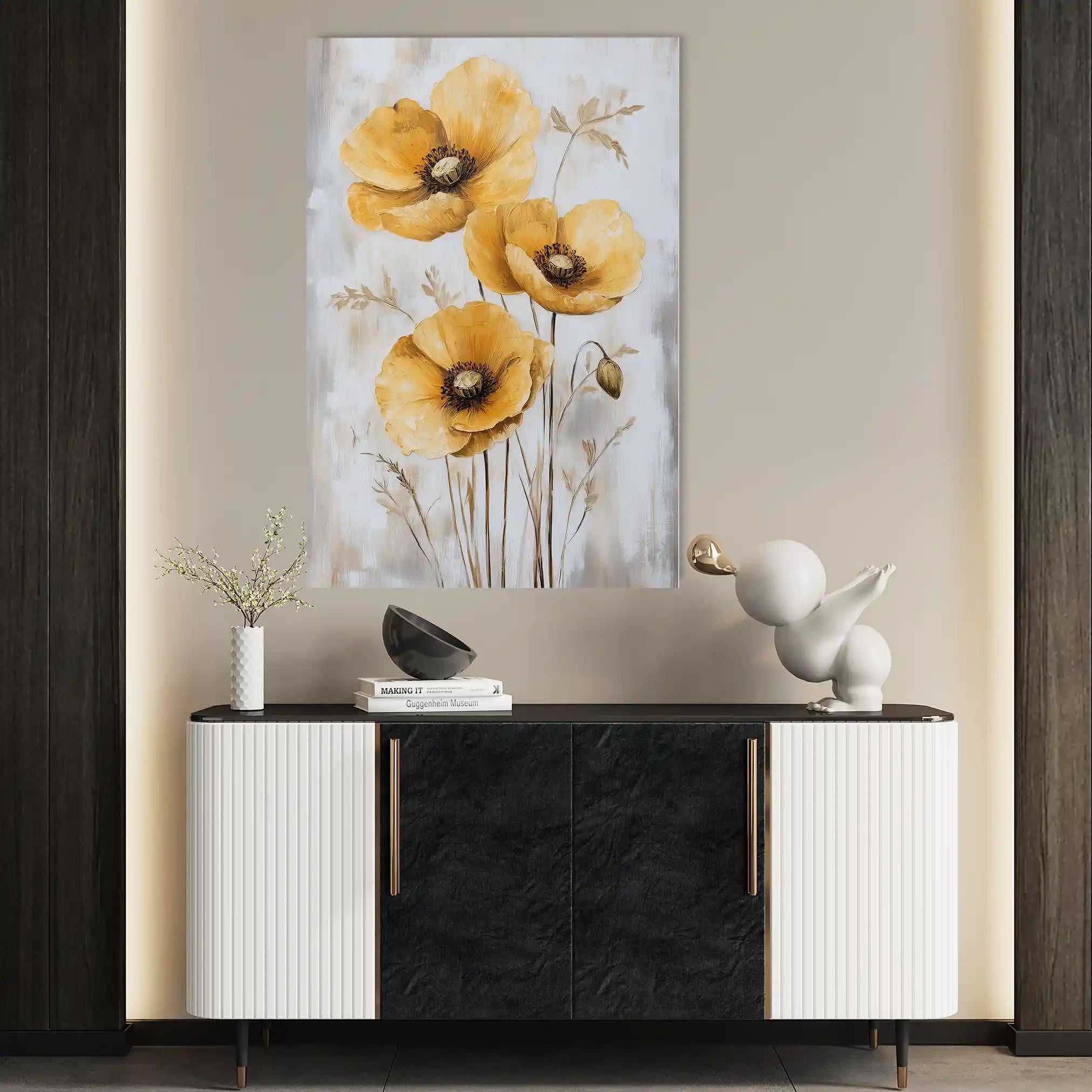 Floral 1535 Canvas Art 60 x 40 cm / Black