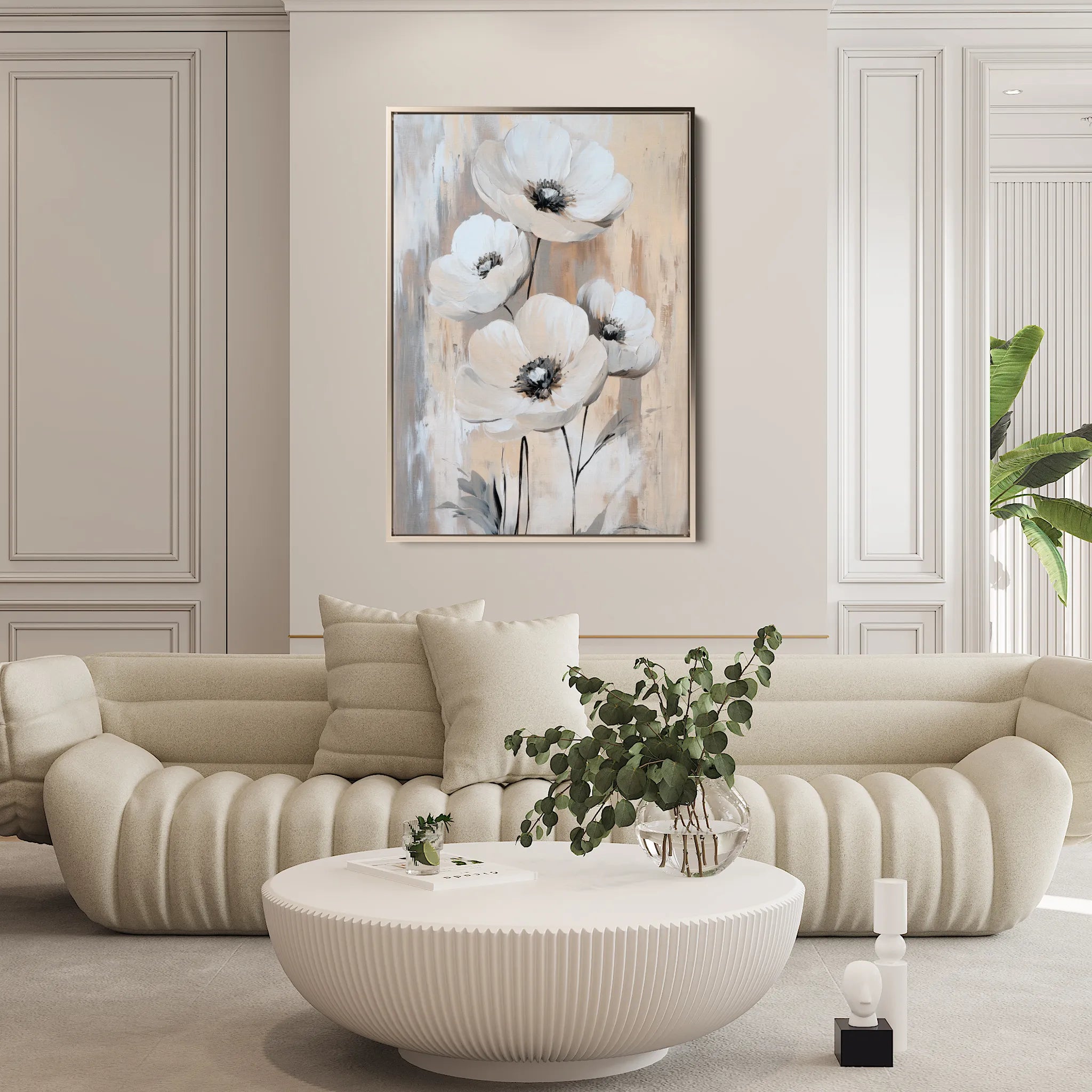 Floral 1536 Canvas Art 18" x 24" / 45 x 60 cm / Black