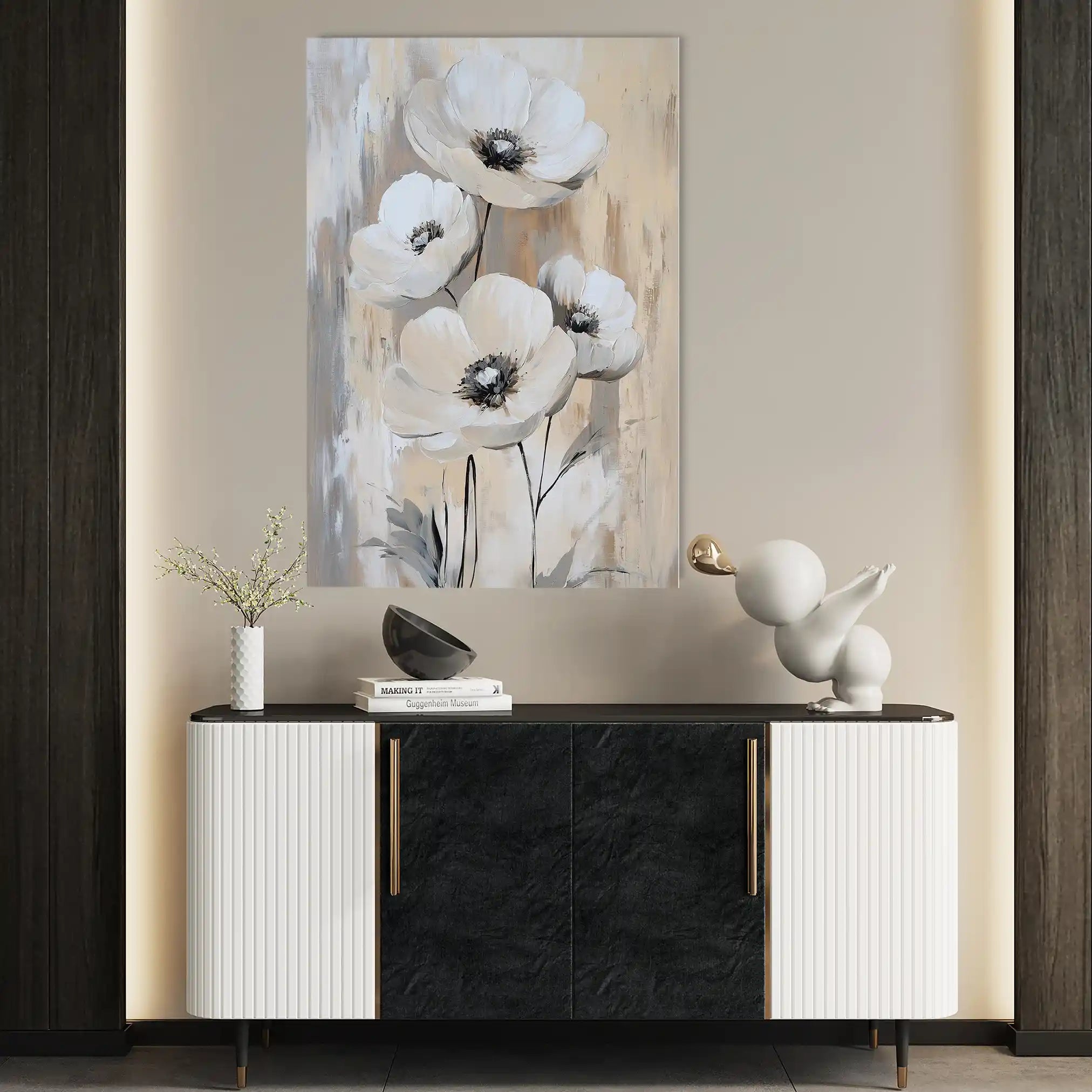 Floral 1536 Canvas Art 60 x 40 cm / Black