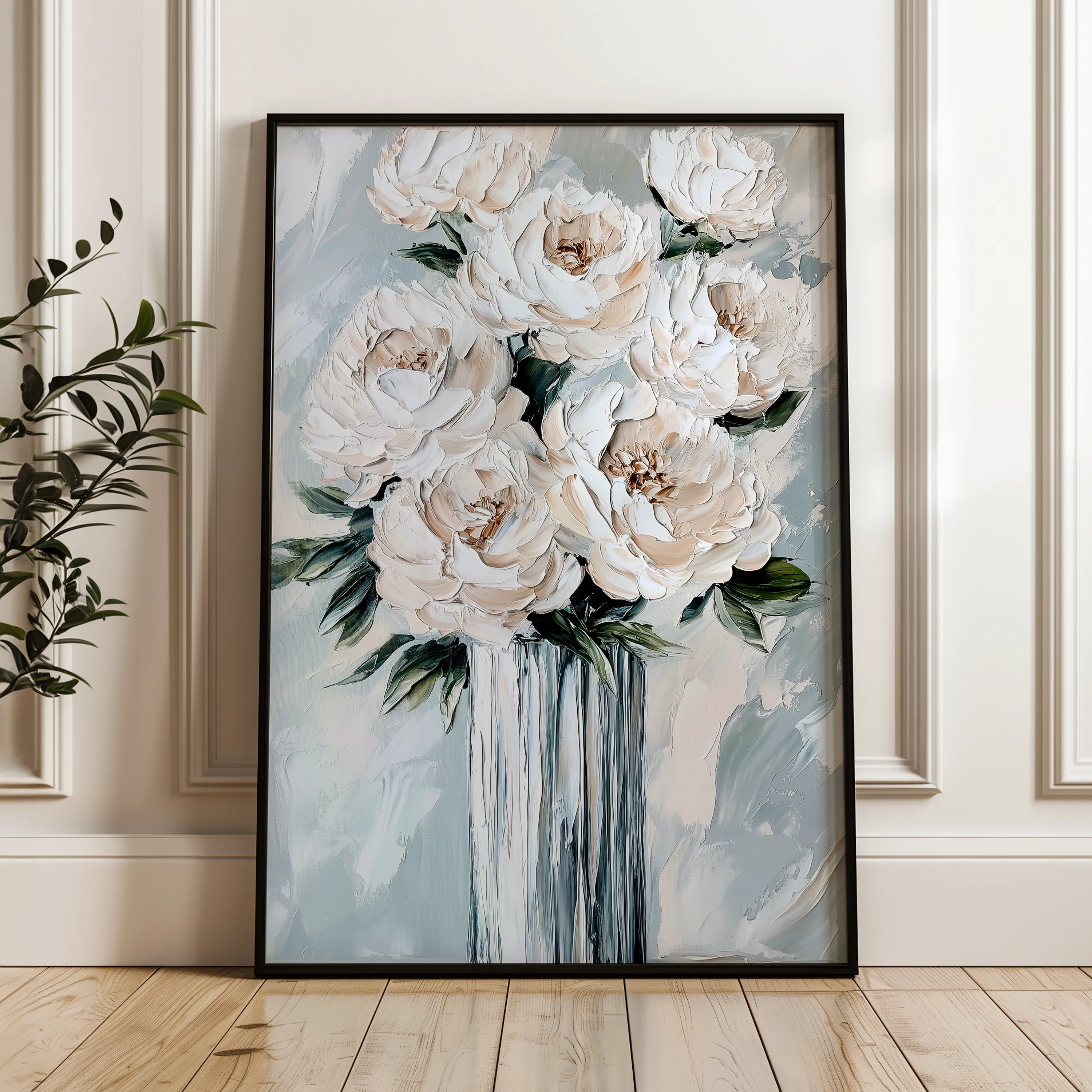 Floral 1537 Canvas Art 18" x 24" / 45 x 60 cm / Black