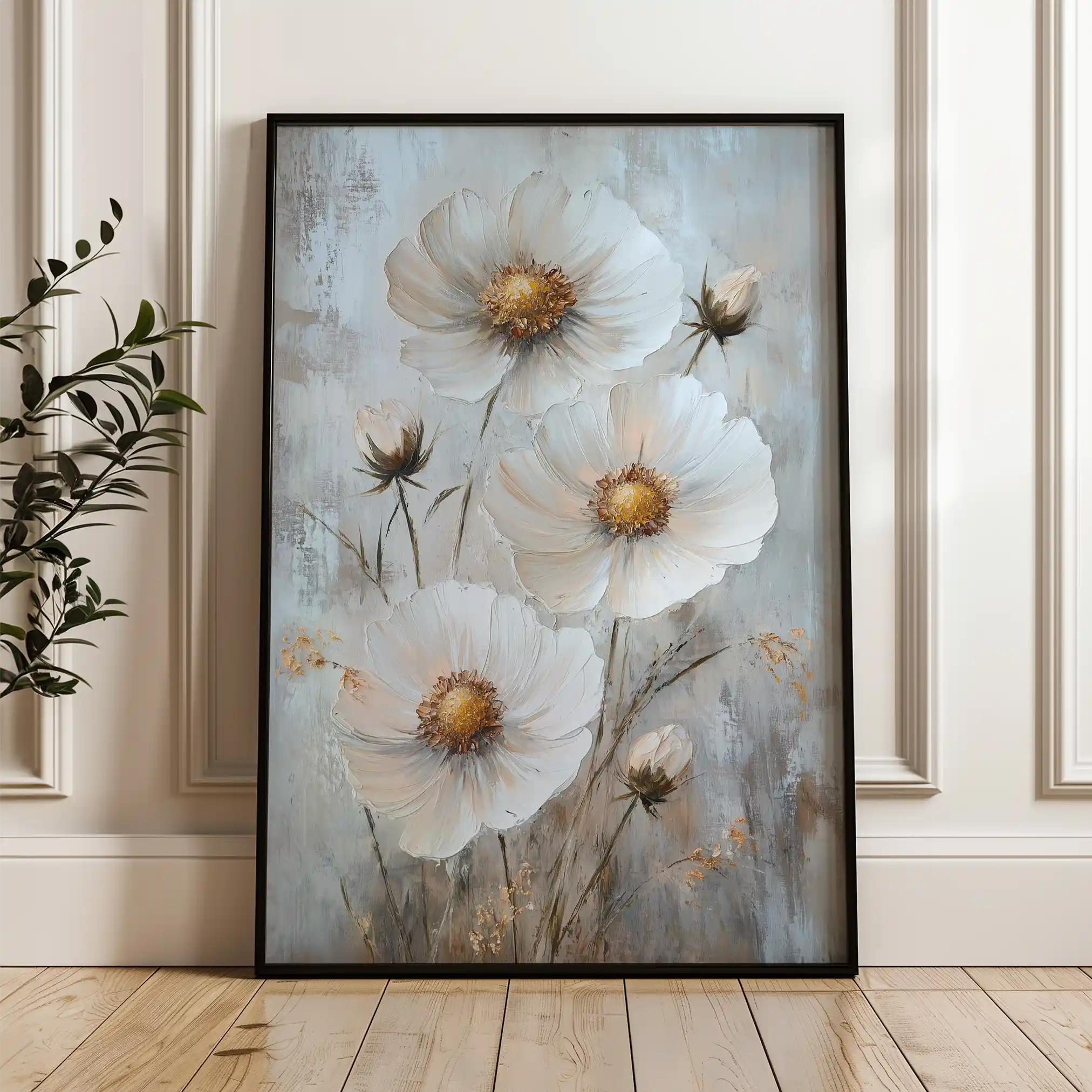 Floral 1538 Canvas Art 60 x 40 cm / Black
