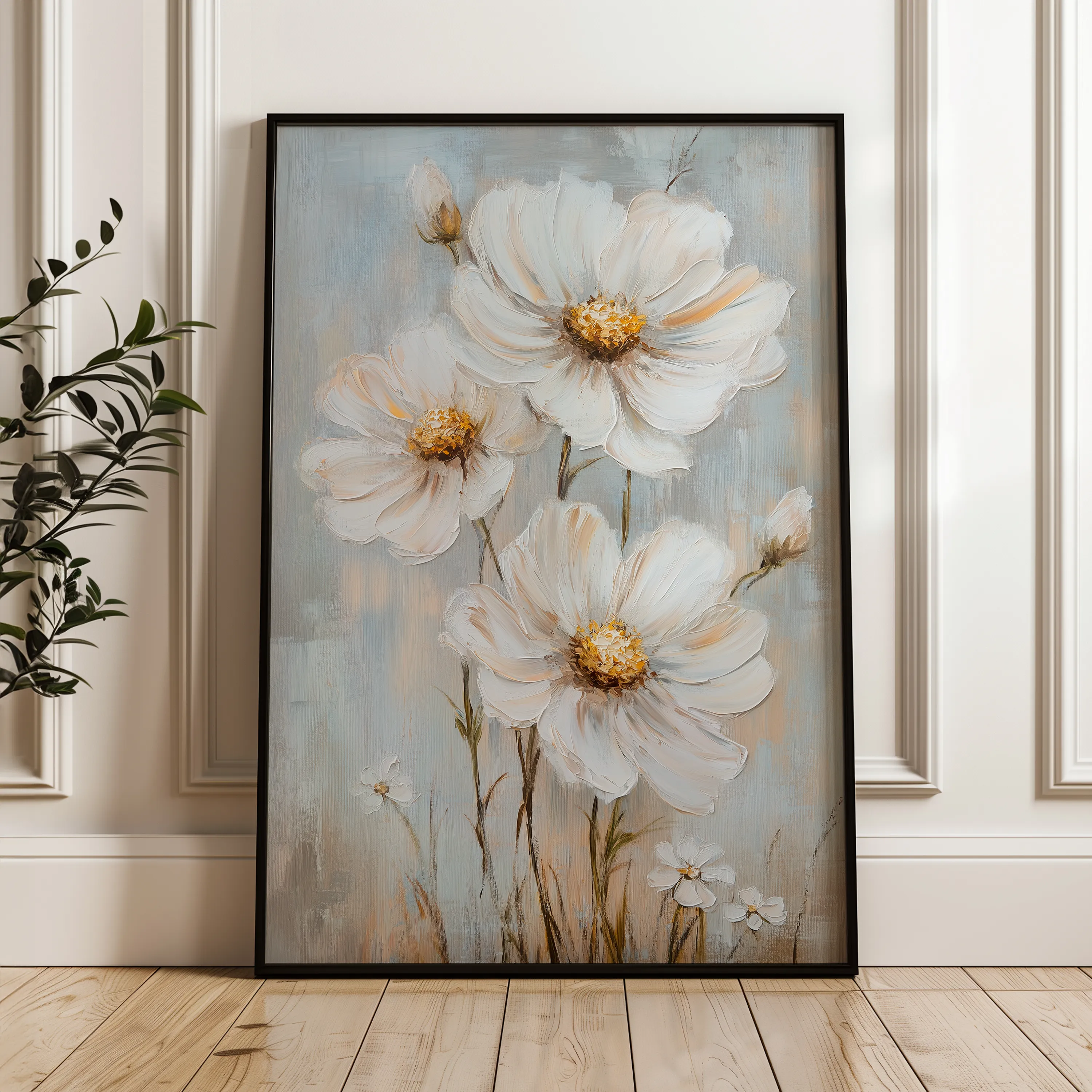 Floral 1539 Canvas Art 18" x 24" / 45 x 60 cm / Black