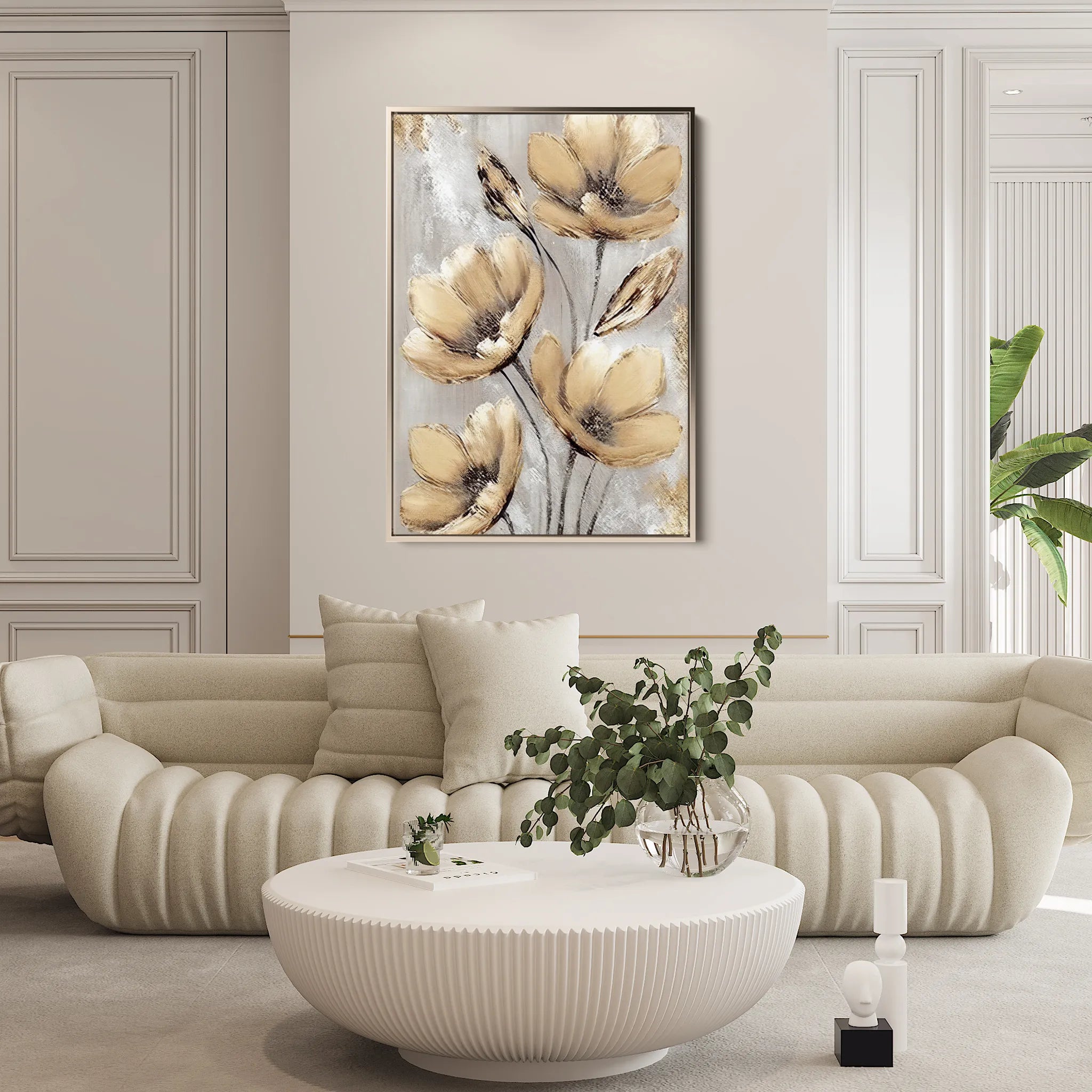 Floral 154 Canvas Art 18" x 24" / 45 x 60 cm / Black