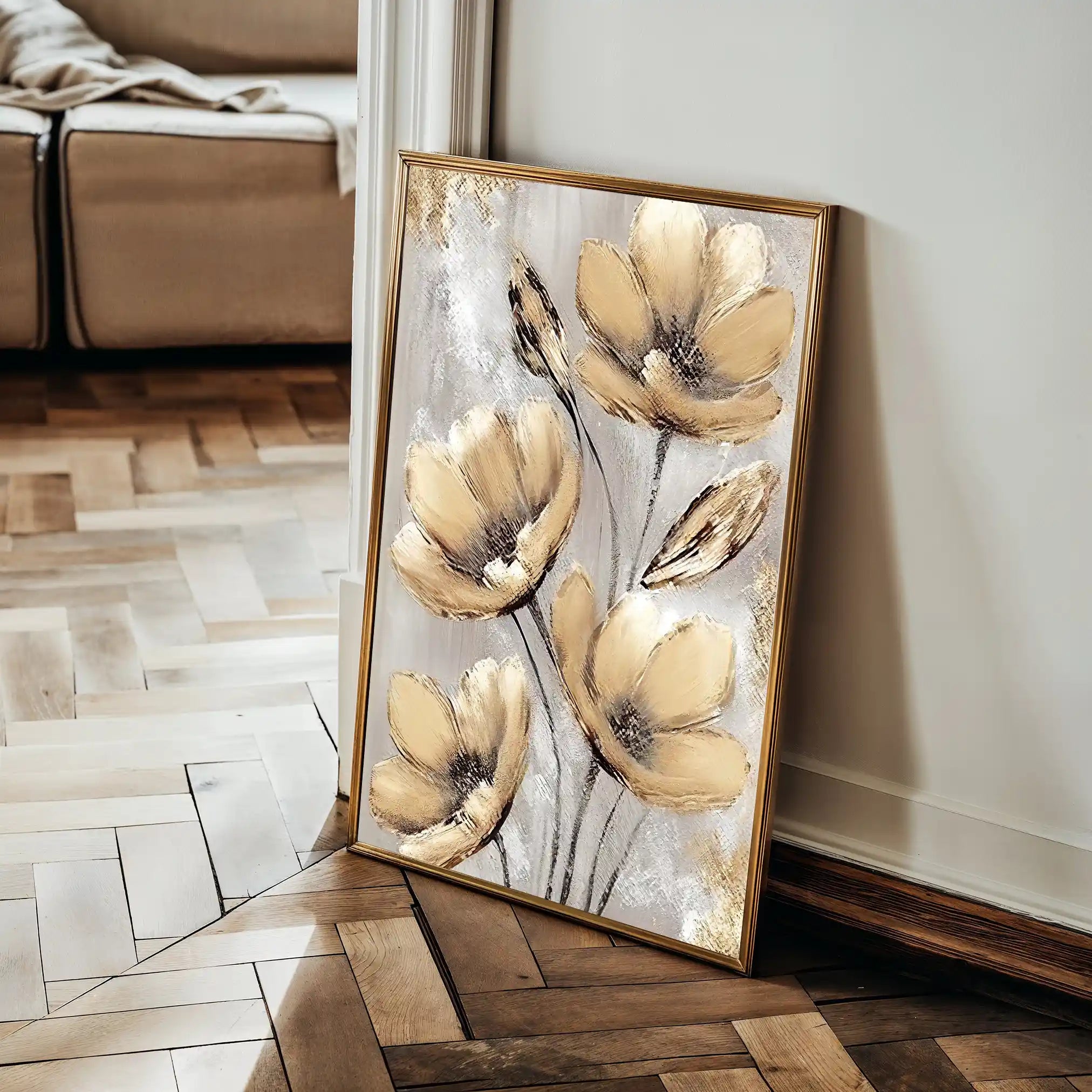 Floral 154 Canvas Art 60 x 40 cm / Black