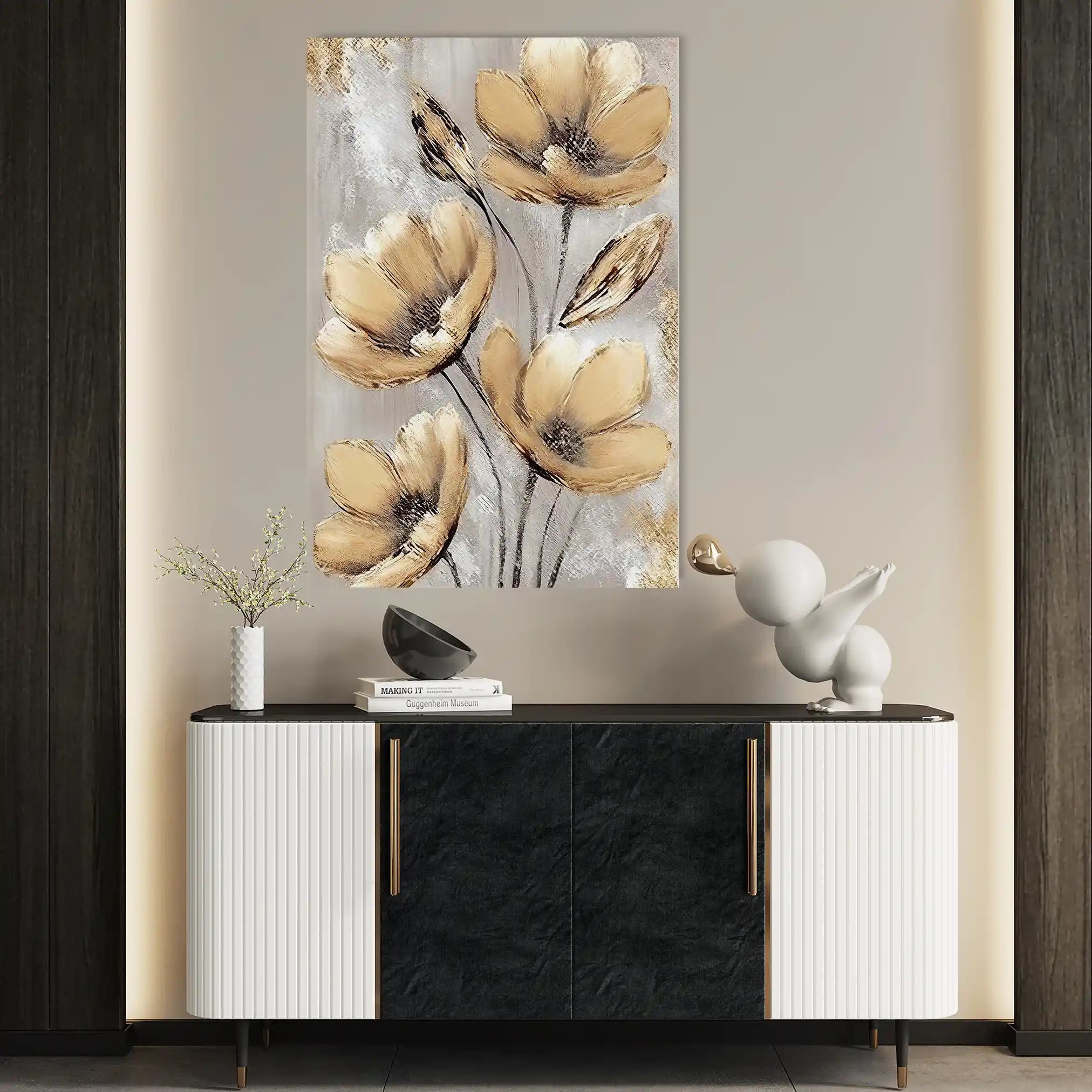 Floral 154 Canvas Art 60 x 40 cm / Black
