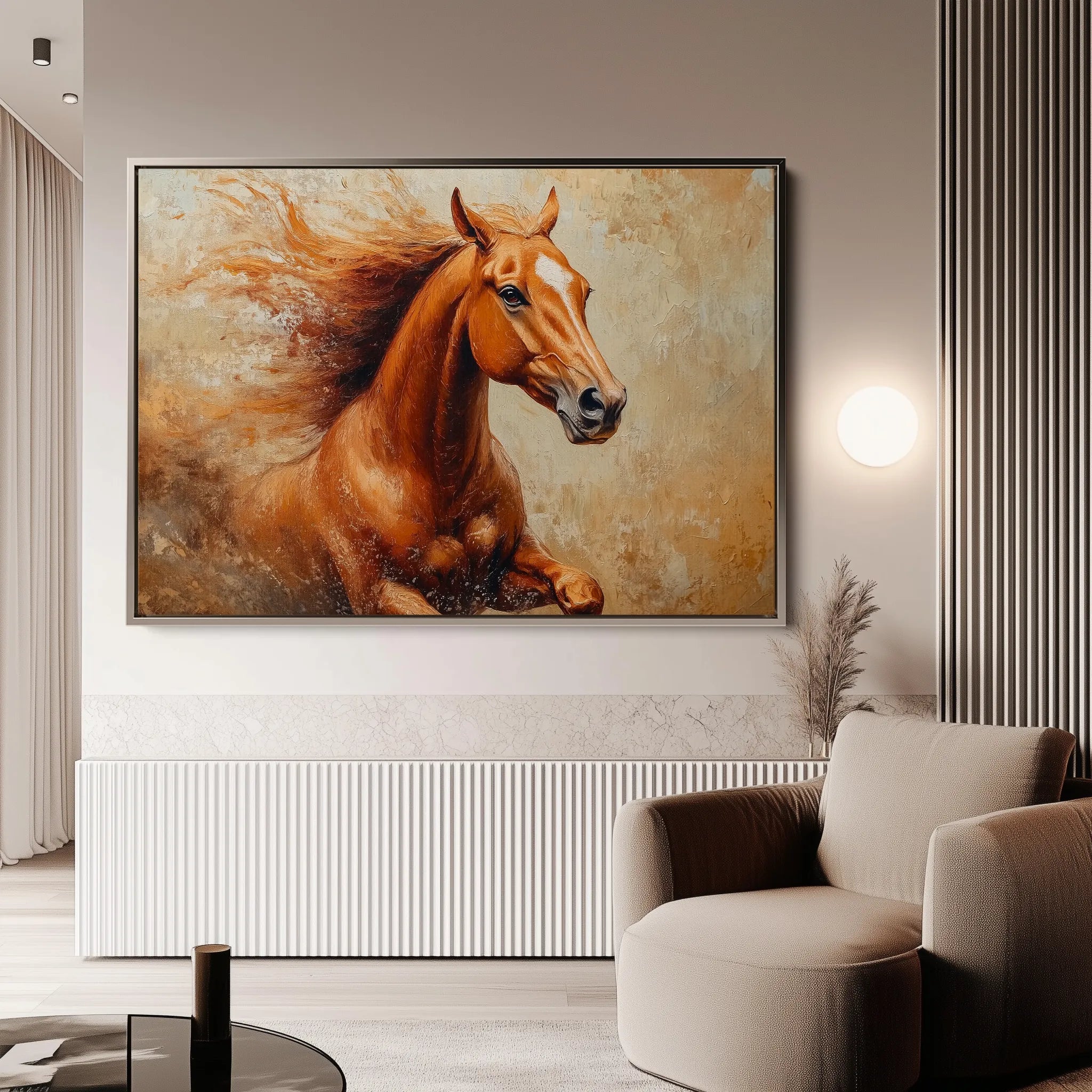Horses 154 Canvas Art 18" x 24" / 45 x 60 cm / Black