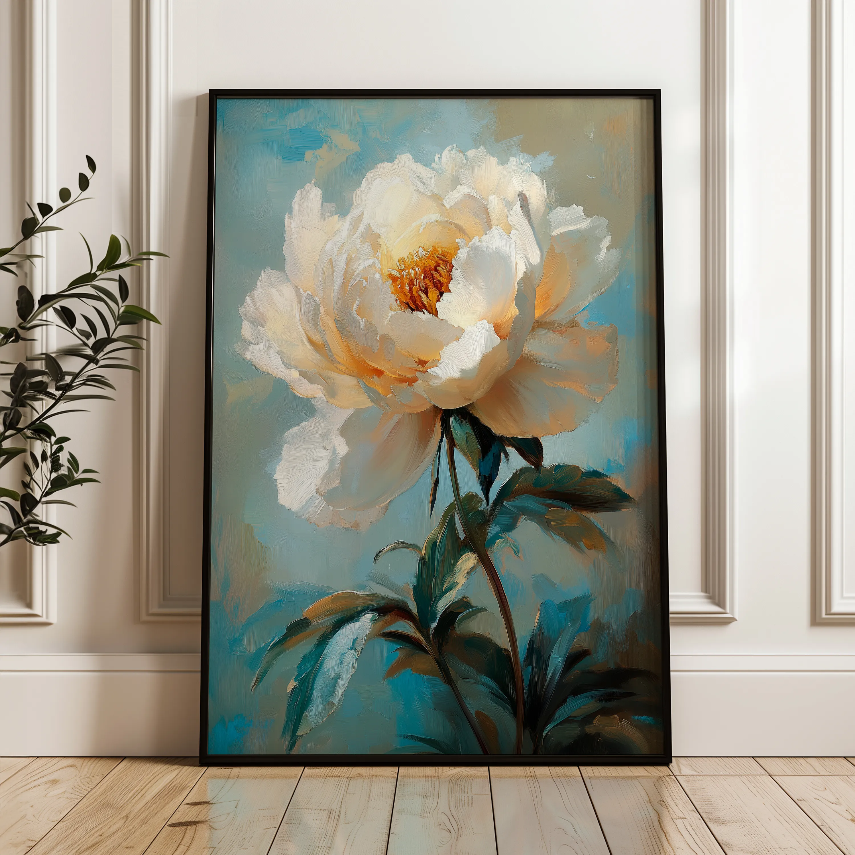 Floral 1540 Canvas Art 18" x 24" / 45 x 60 cm / Black