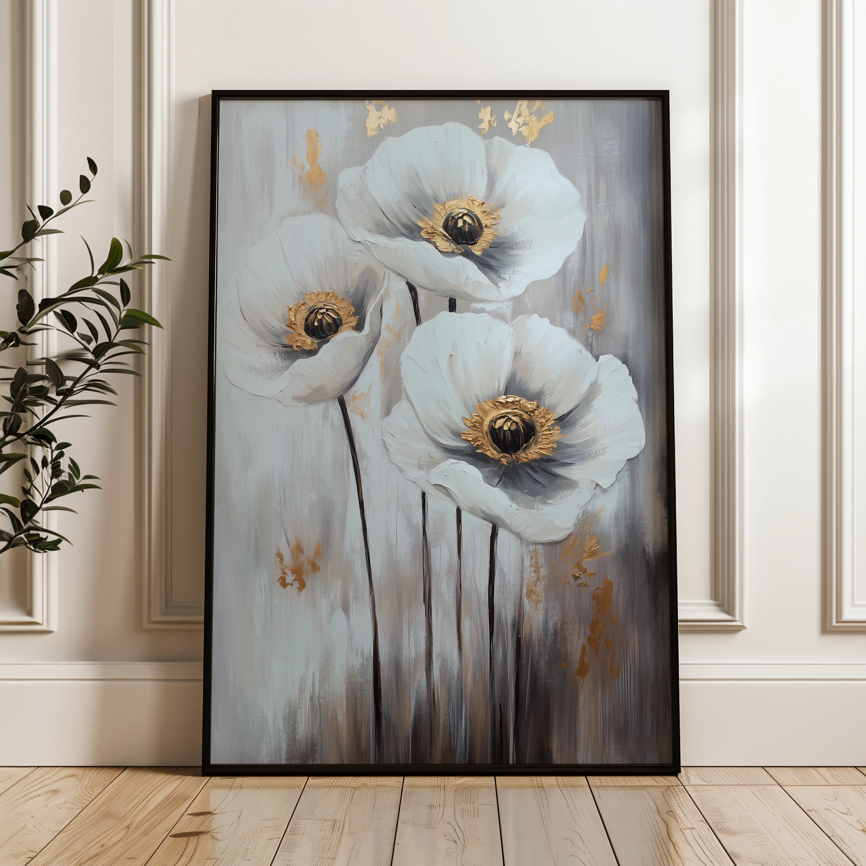 Floral 1541 Canvas Art 18" x 24" / 45 x 60 cm / Black