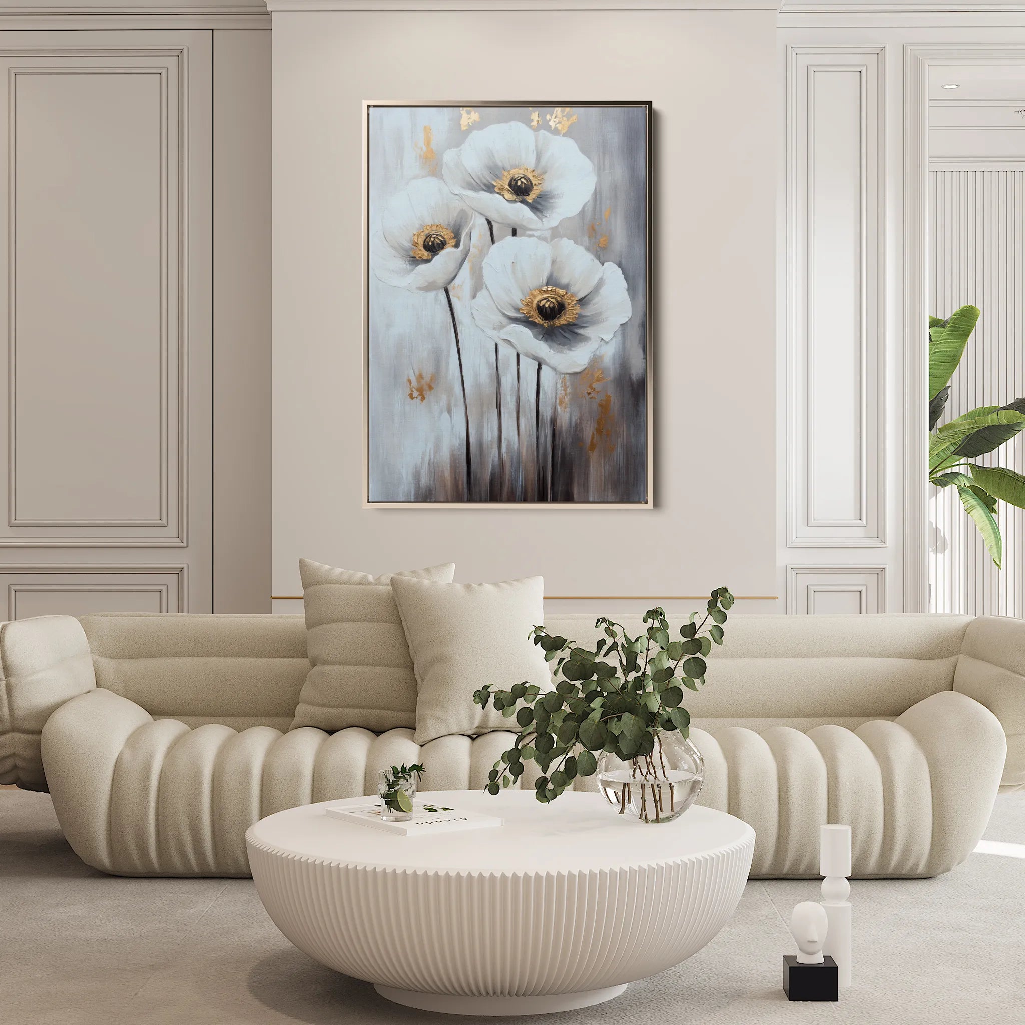 Floral 1541 Canvas Art 18" x 24" / 45 x 60 cm / Black
