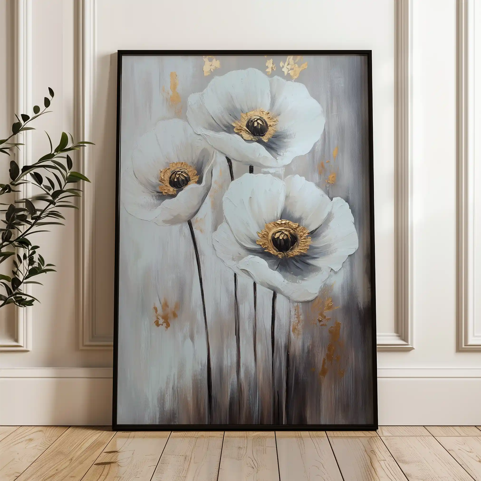 Floral 1541 Canvas Art 60 x 40 cm / Black