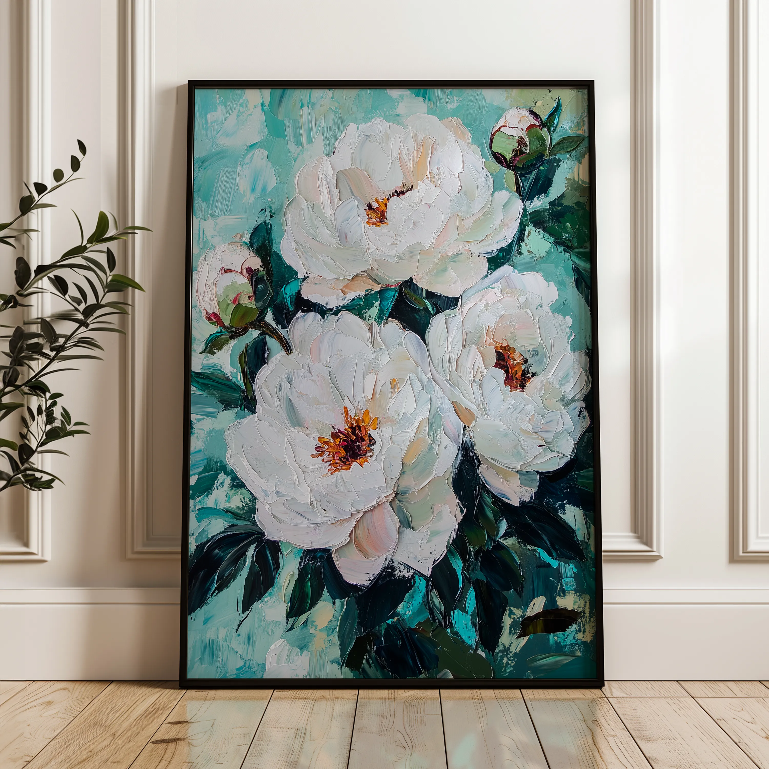 Floral 1542 Canvas Art 18" x 24" / 45 x 60 cm / Black