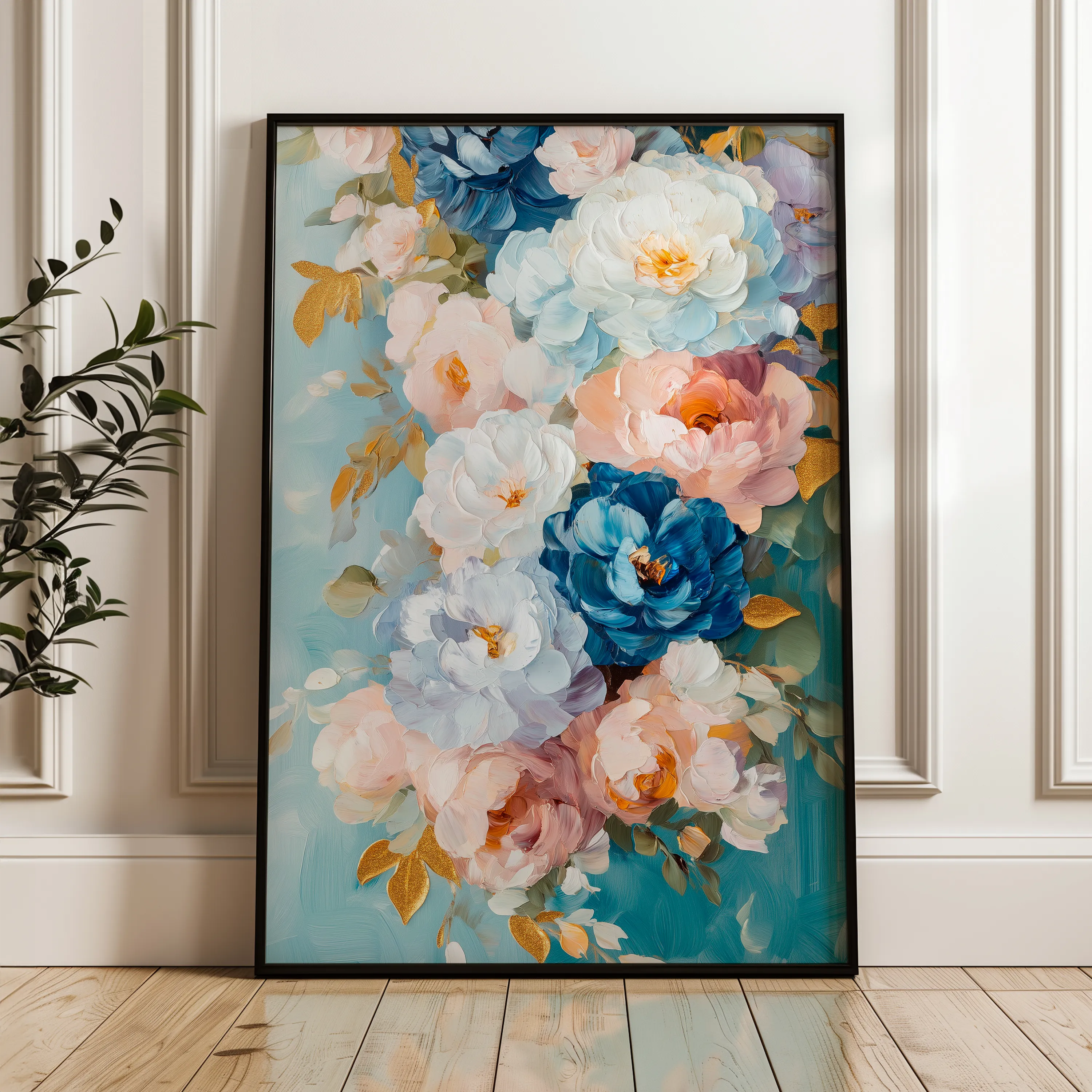 Floral 1543 Canvas Art 18" x 24" / 45 x 60 cm / Black