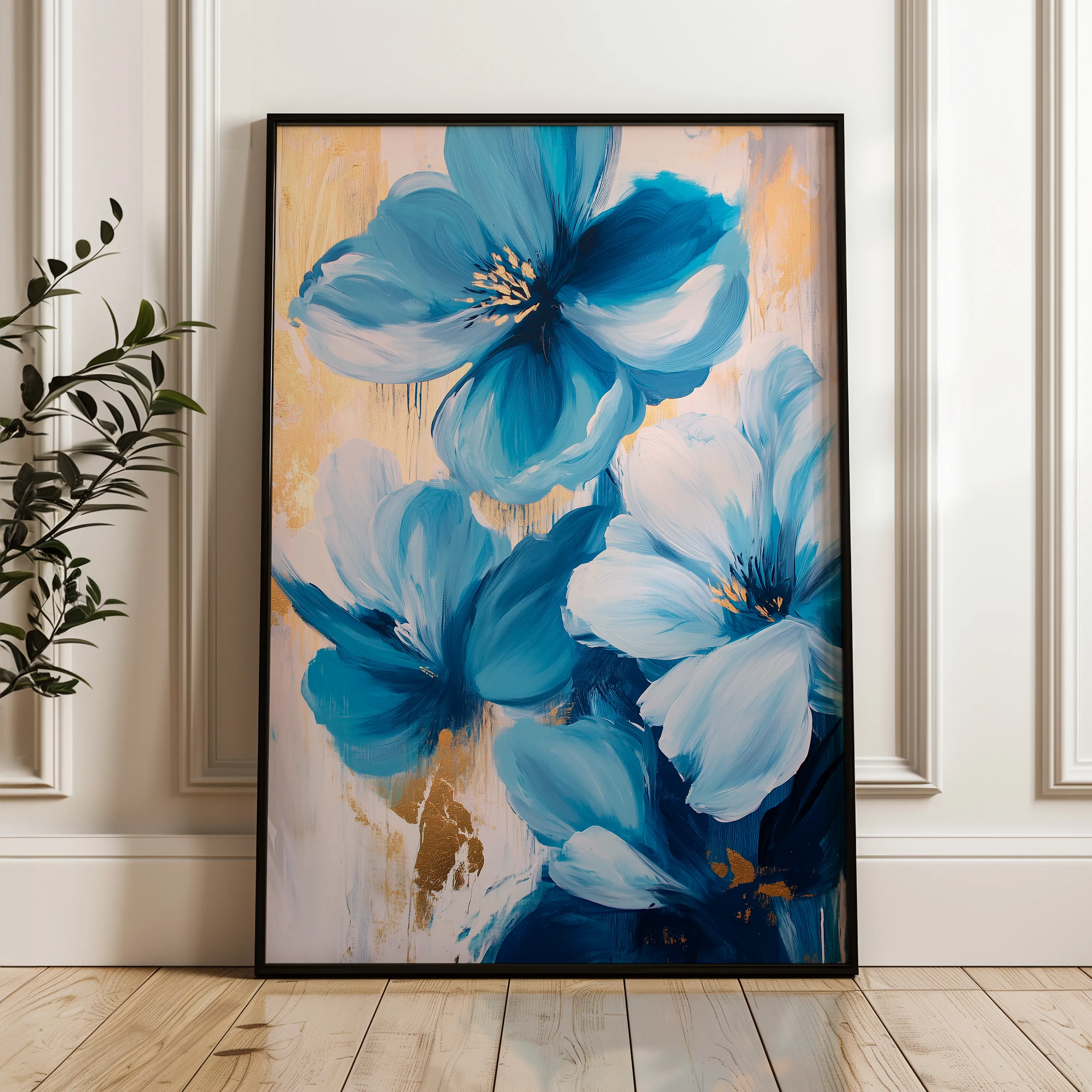 Floral 1544 Canvas Art 18" x 24" / 45 x 60 cm / Black