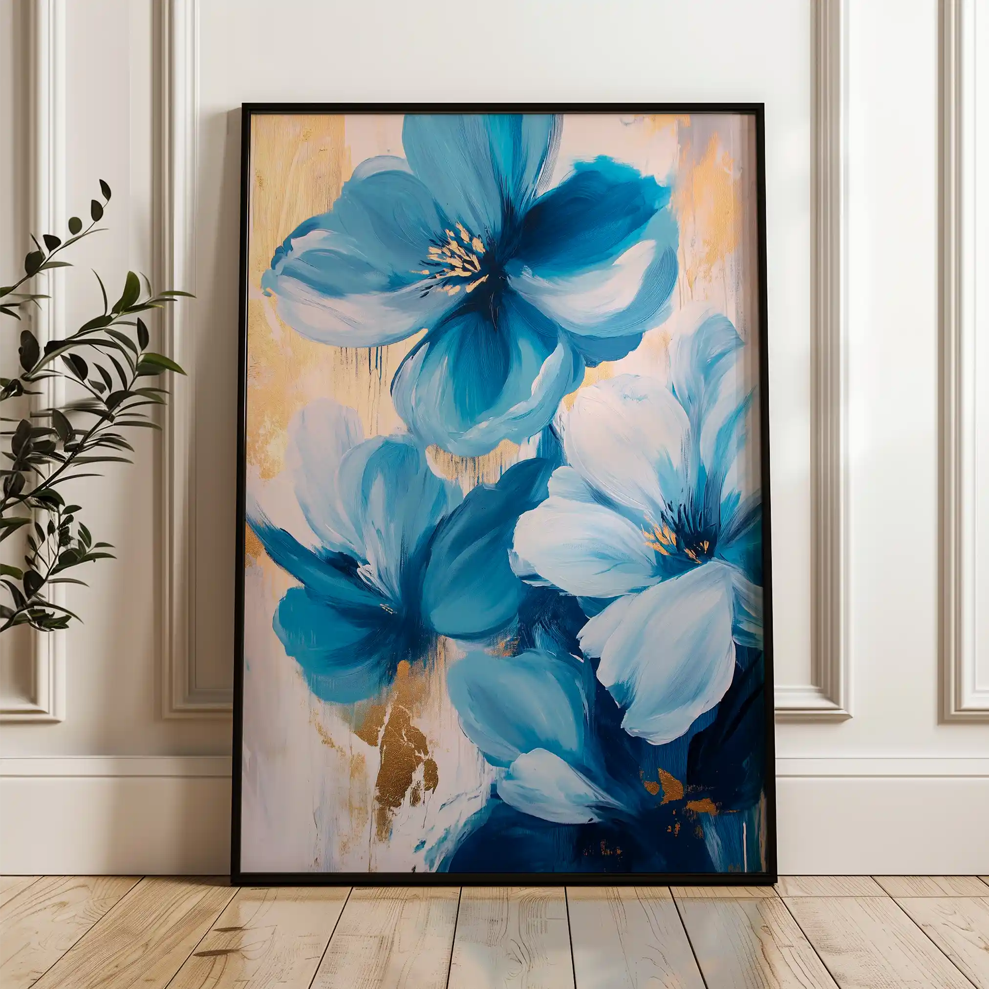 Floral 1544 Canvas Art 60 x 40 cm / Black