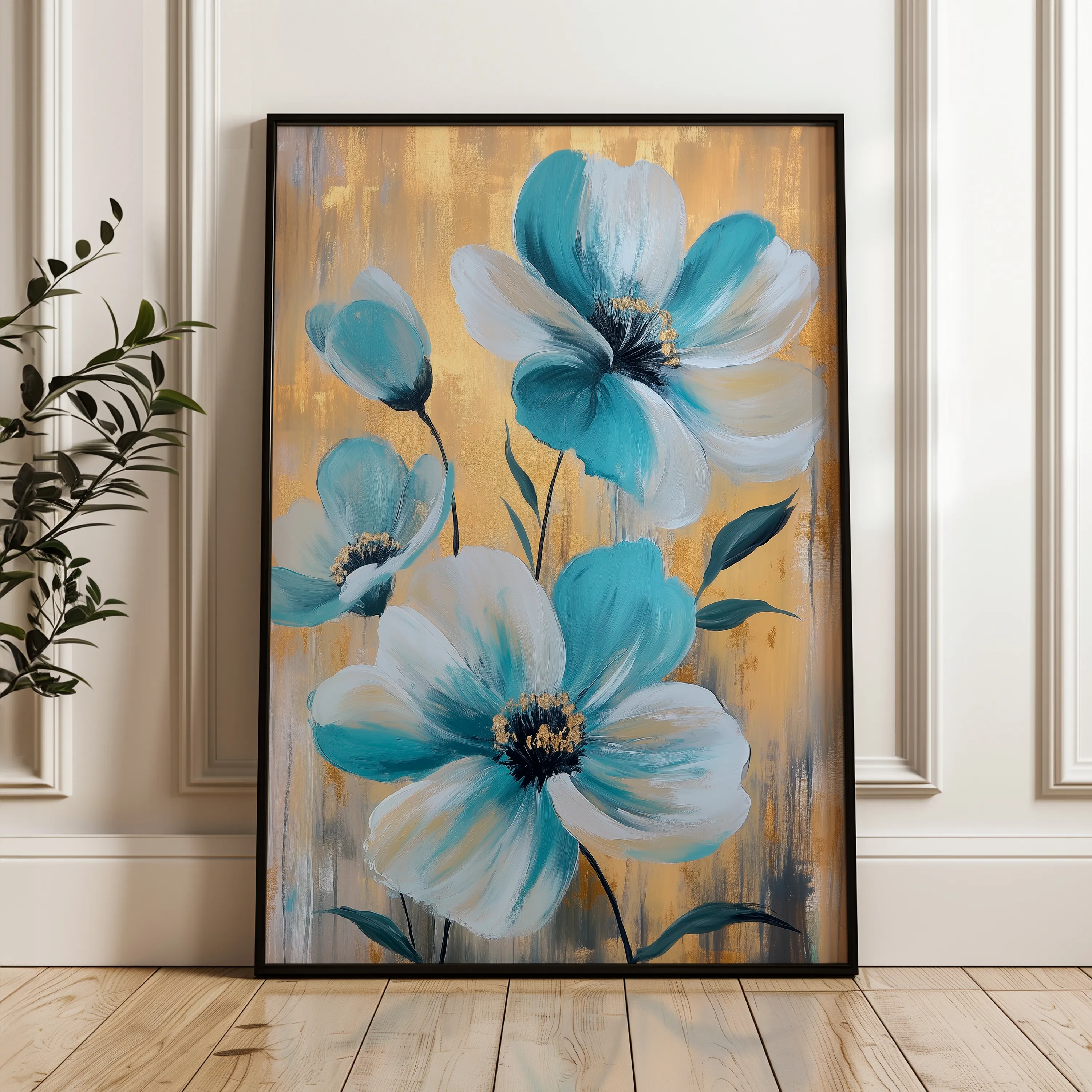 Floral 1545 Canvas Art 18" x 24" / 45 x 60 cm / Black