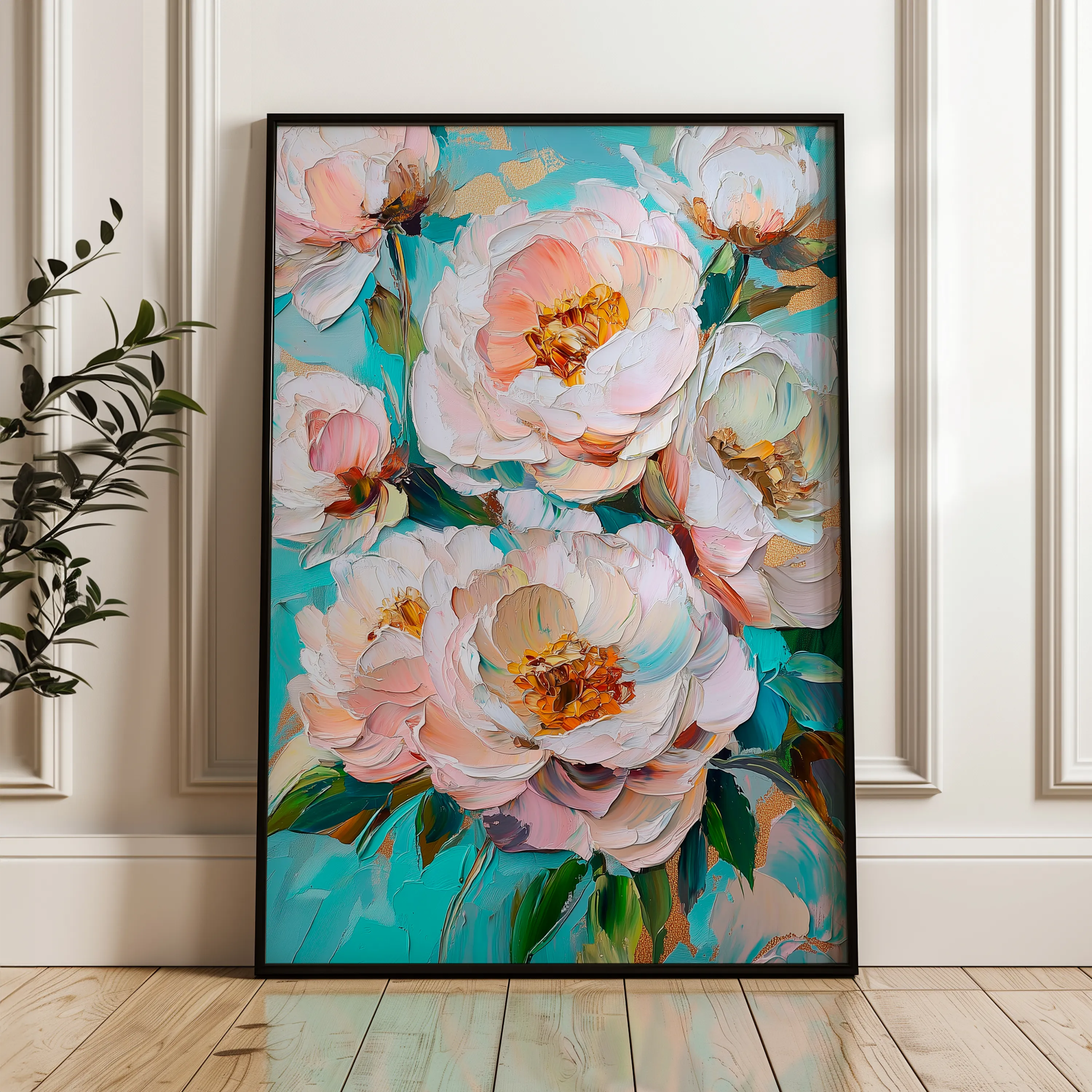 Floral 1546 Canvas Art 18" x 24" / 45 x 60 cm / Black