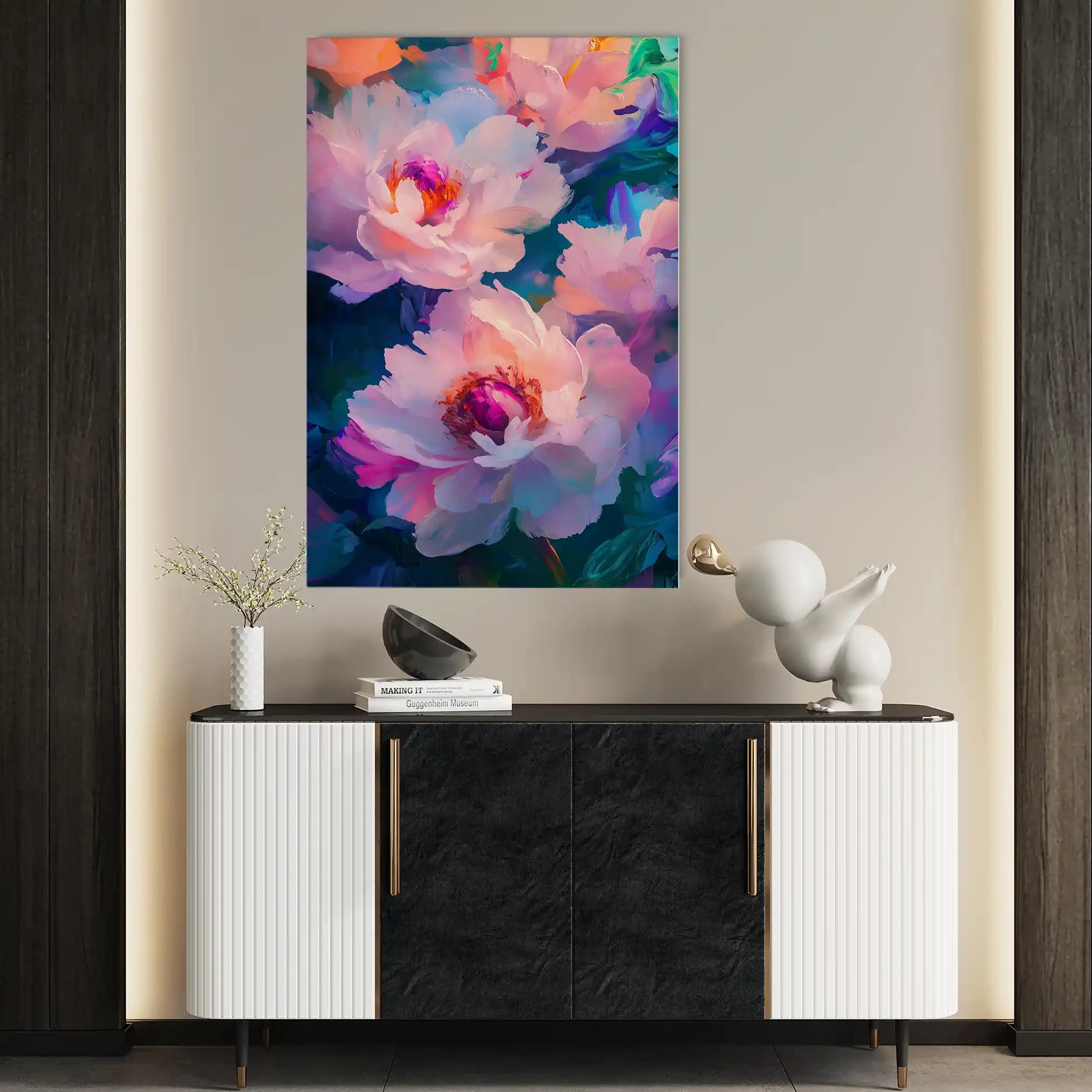 Floral 1548 Canvas Art 60 x 40 cm / Black
