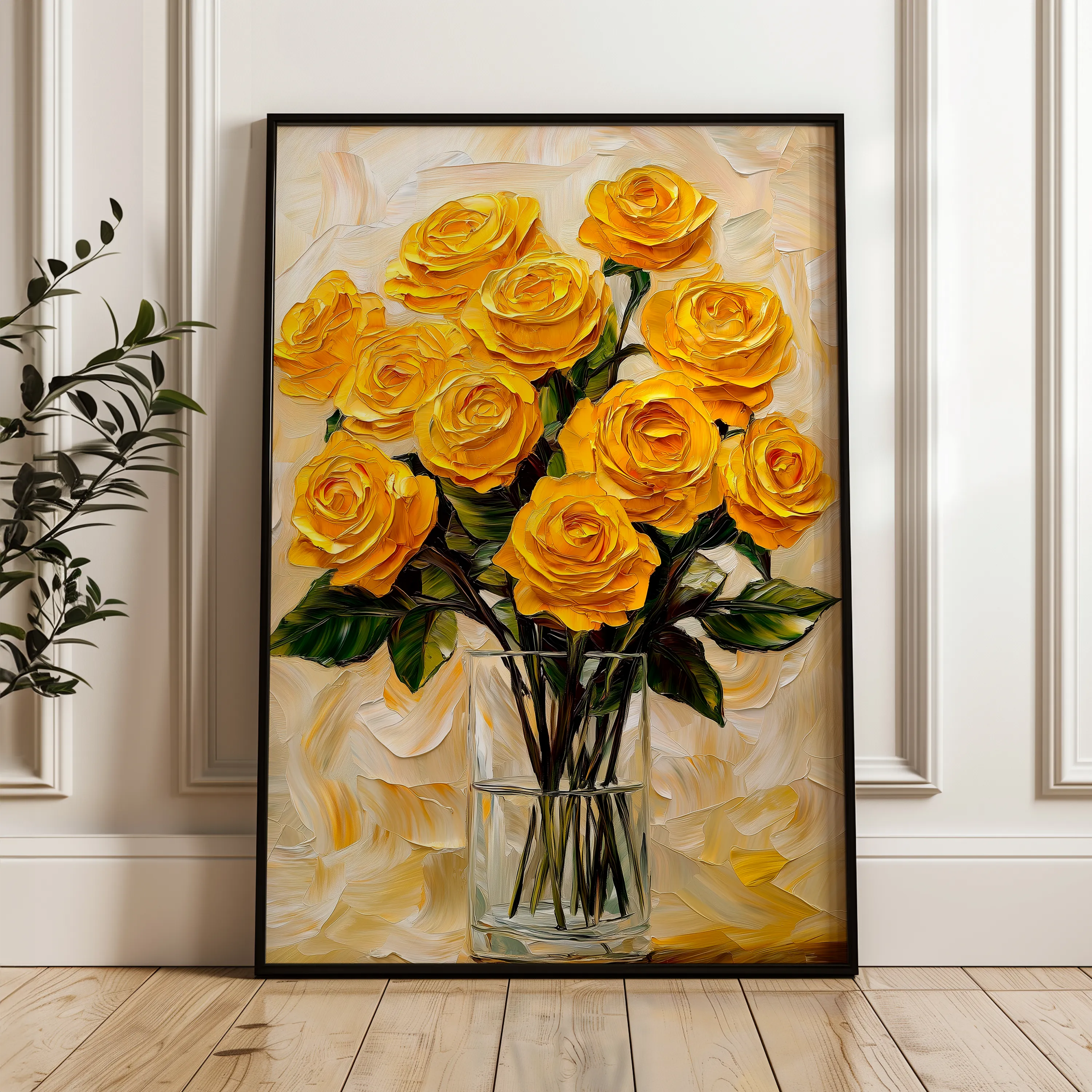 Floral 1549 Canvas Art 18" x 24" / 45 x 60 cm / Black