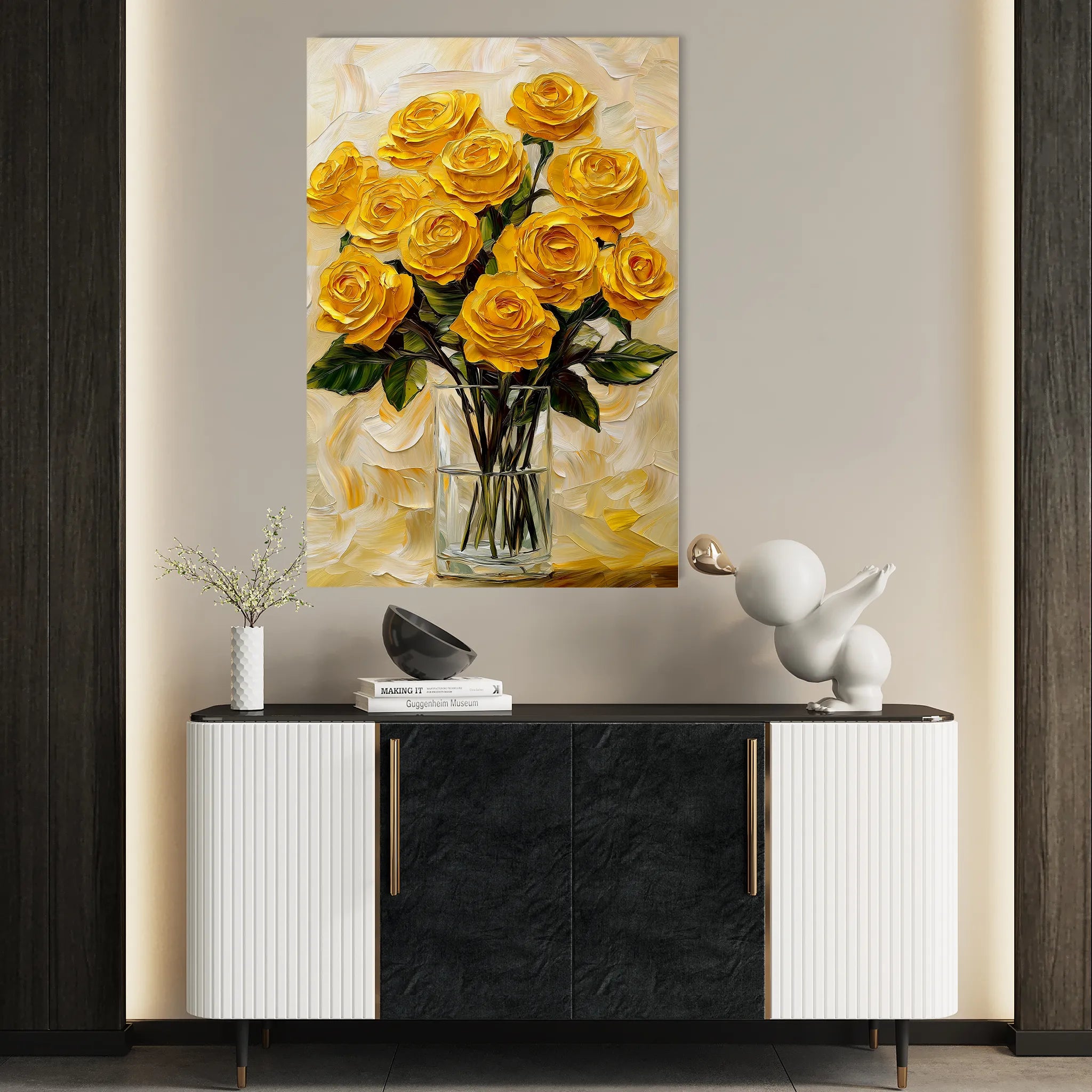 Floral 1549 Canvas Art 18" x 24" / 45 x 60 cm / Black