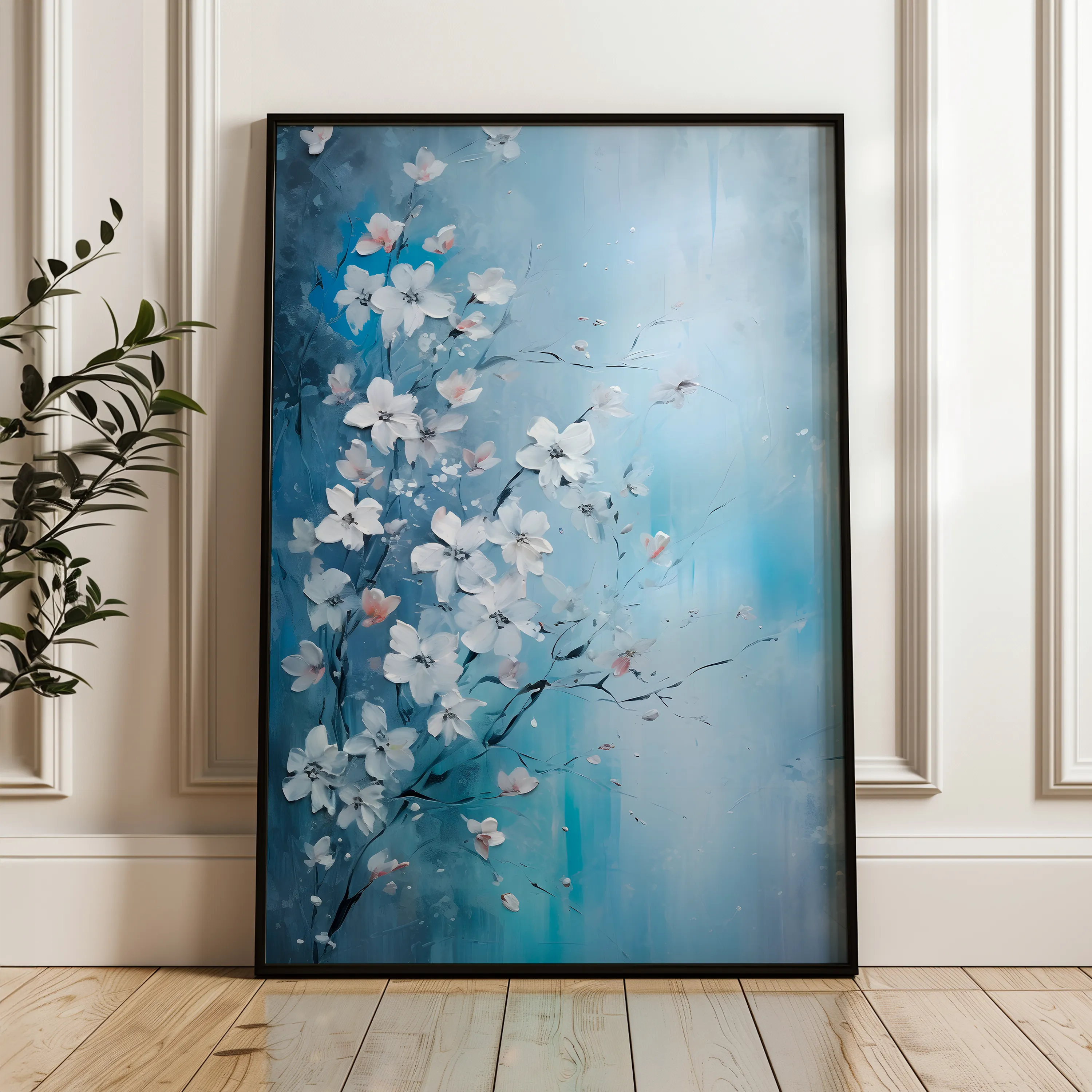 Floral 155 Canvas Art 18" x 24" / 45 x 60 cm / Black