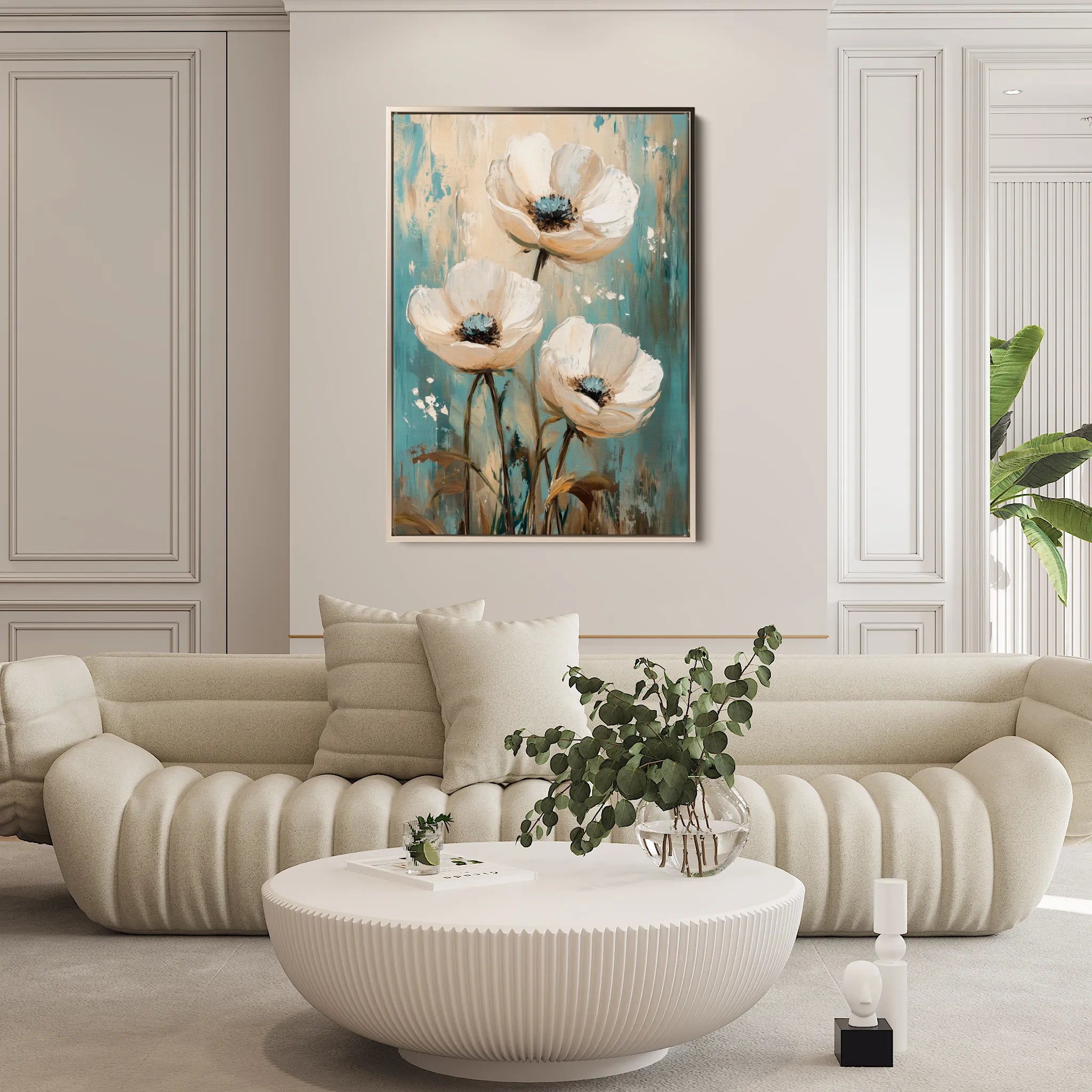 Floral 1550 Canvas Art 18" x 24" / 45 x 60 cm / Black