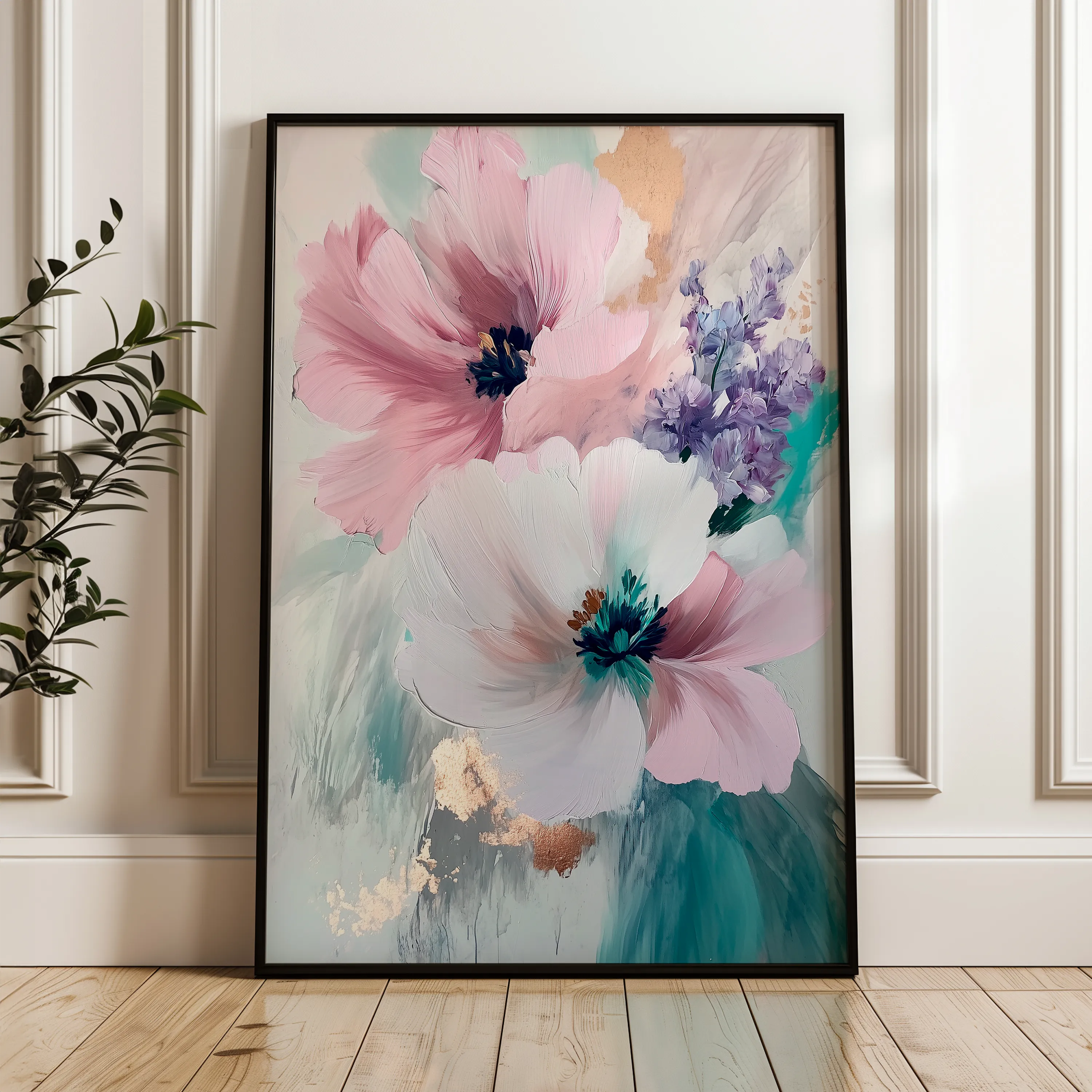 Floral 1551 Canvas Art 18" x 24" / 45 x 60 cm / Black