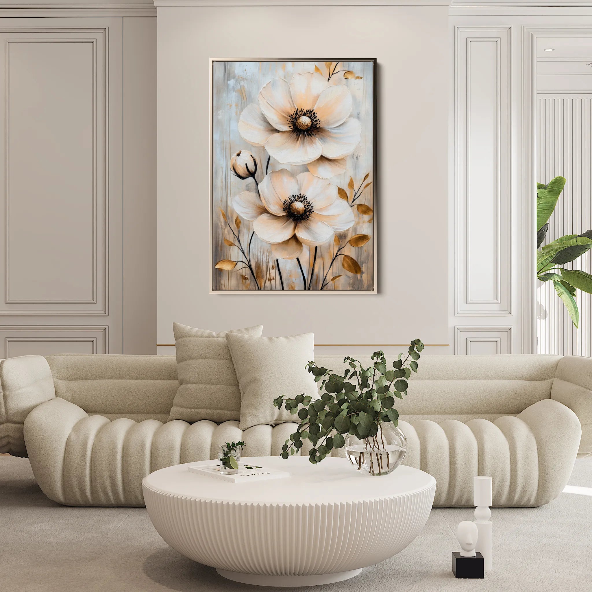 Floral 1554 Canvas Art 18" x 24" / 45 x 60 cm / Black