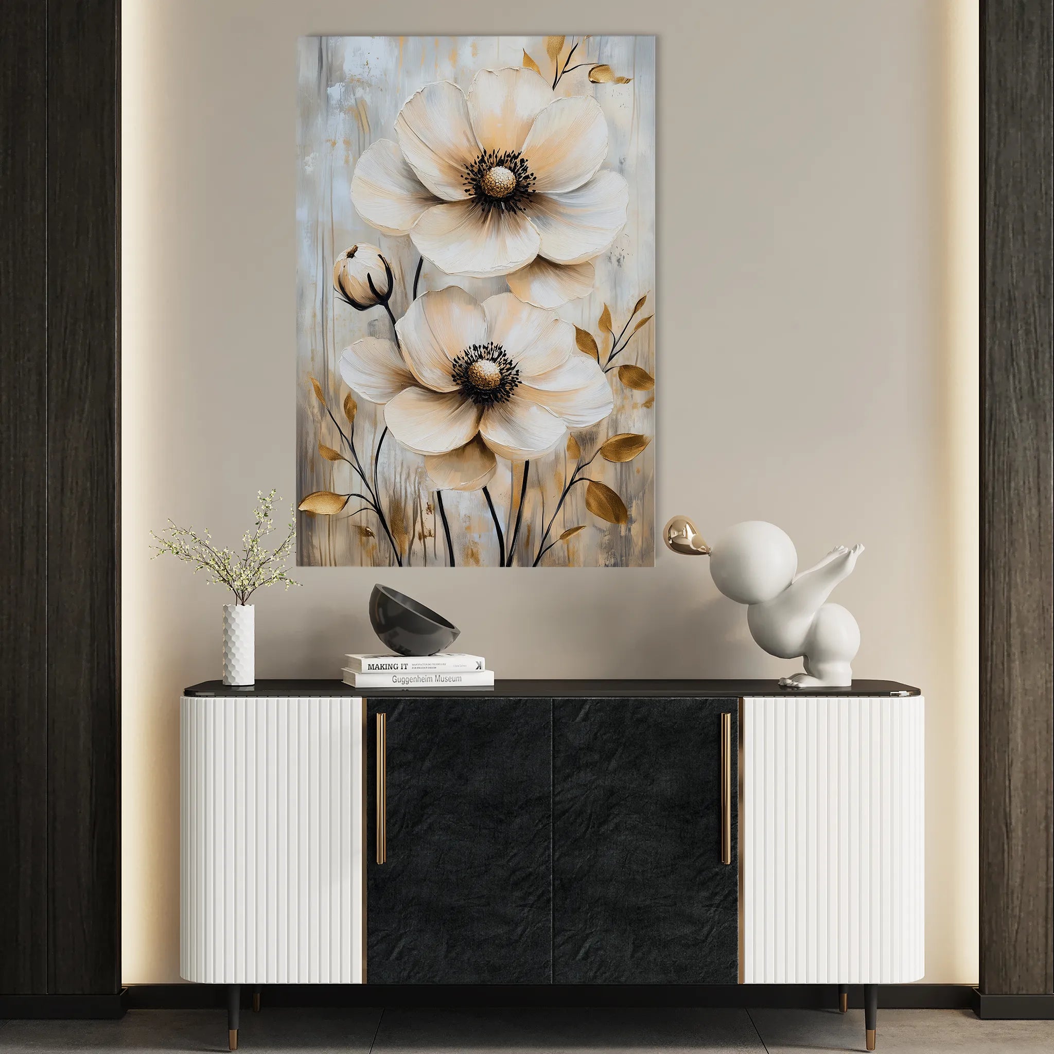 Floral 1554 Canvas Art 18" x 24" / 45 x 60 cm / Black