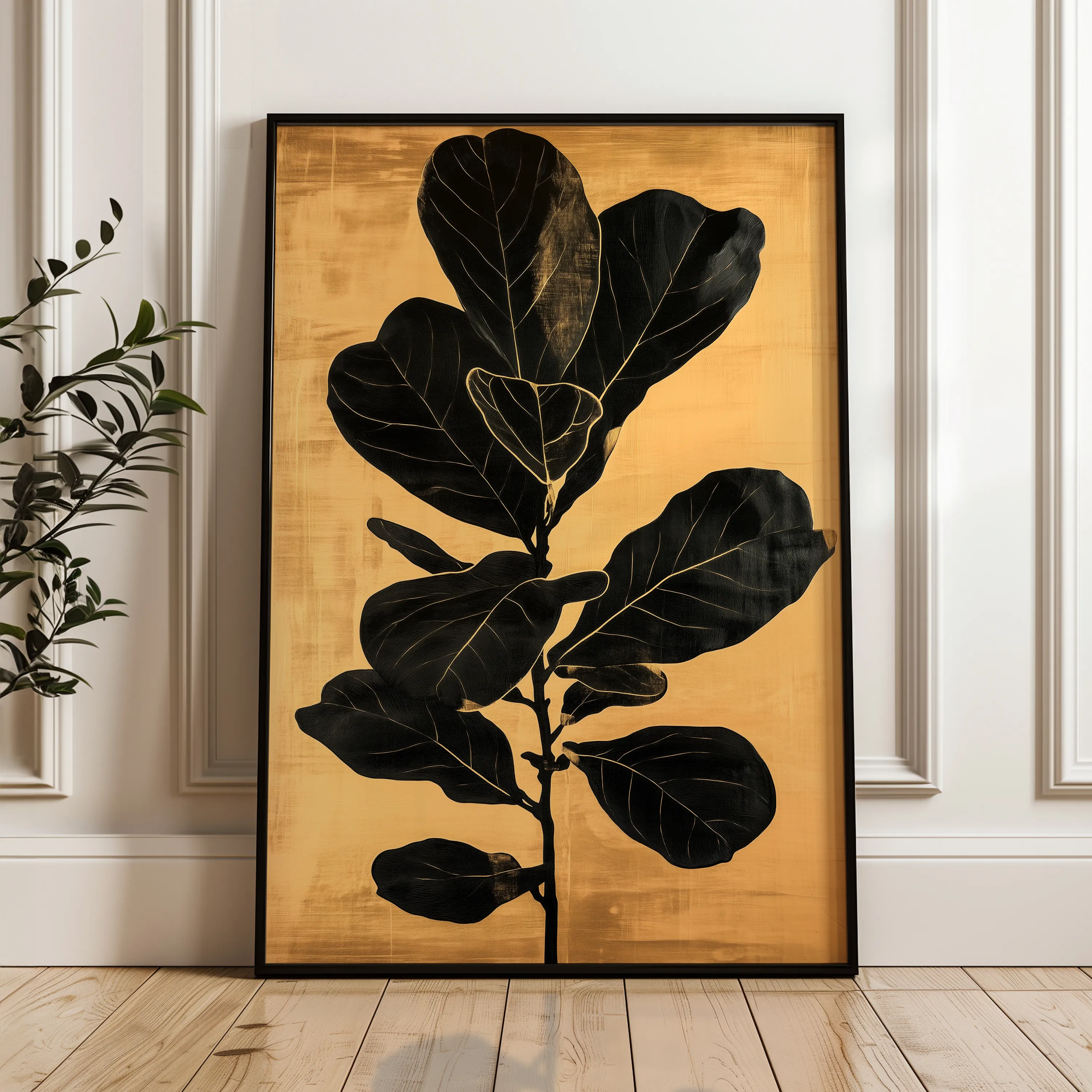 Floral 1556 Canvas Art 18" x 24" / 45 x 60 cm / Black