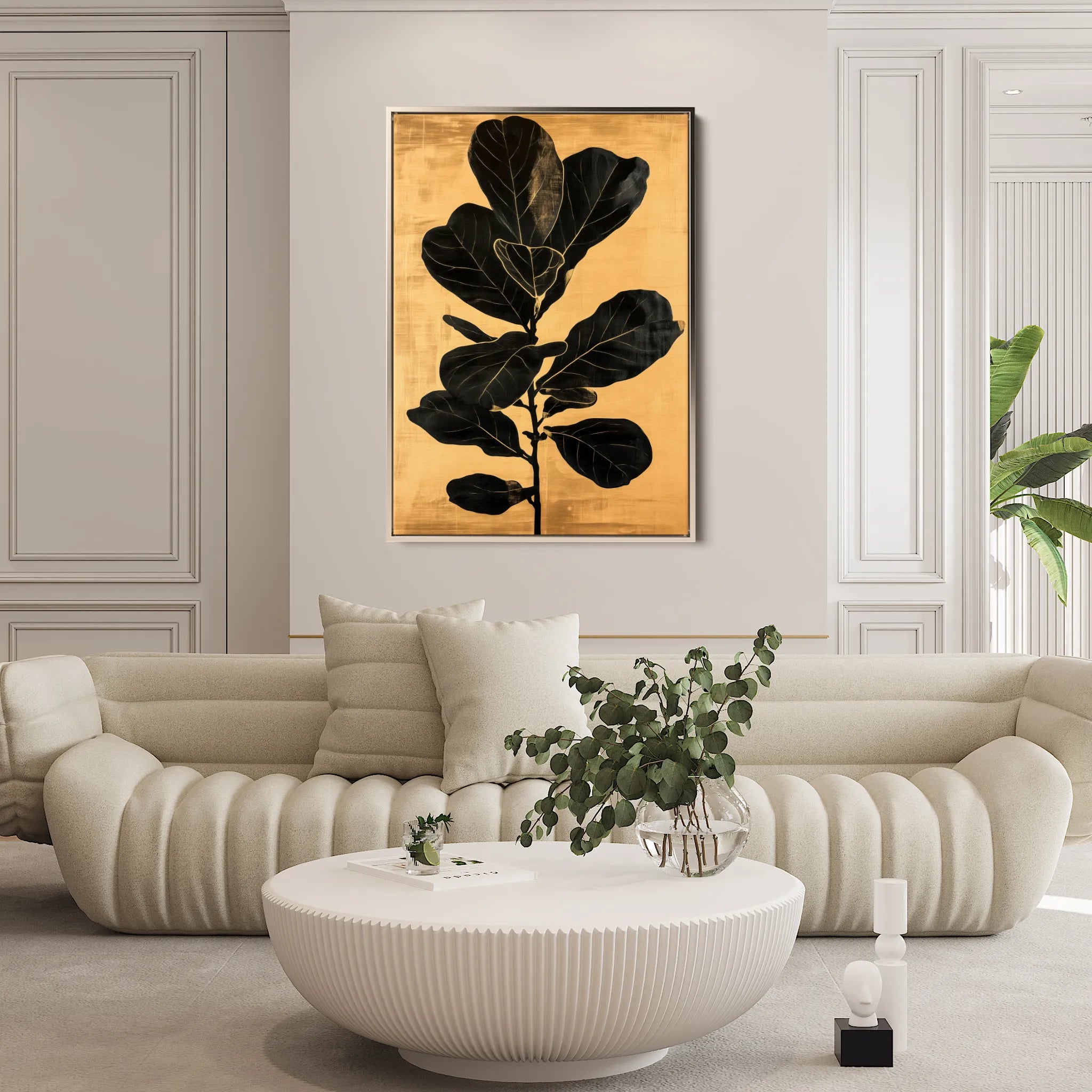 Floral 1556 Canvas Art 18" x 24" / 45 x 60 cm / Black