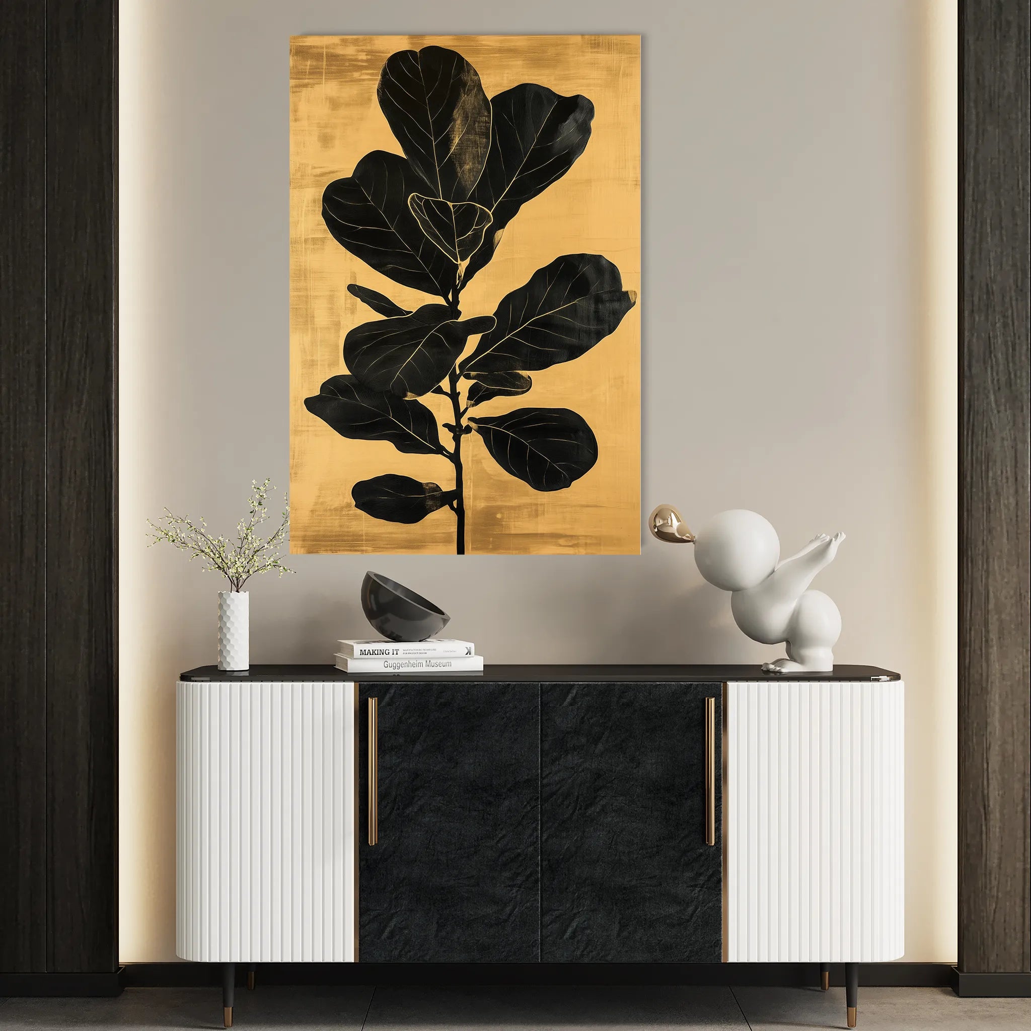 Floral 1556 Canvas Art 18" x 24" / 45 x 60 cm / Black