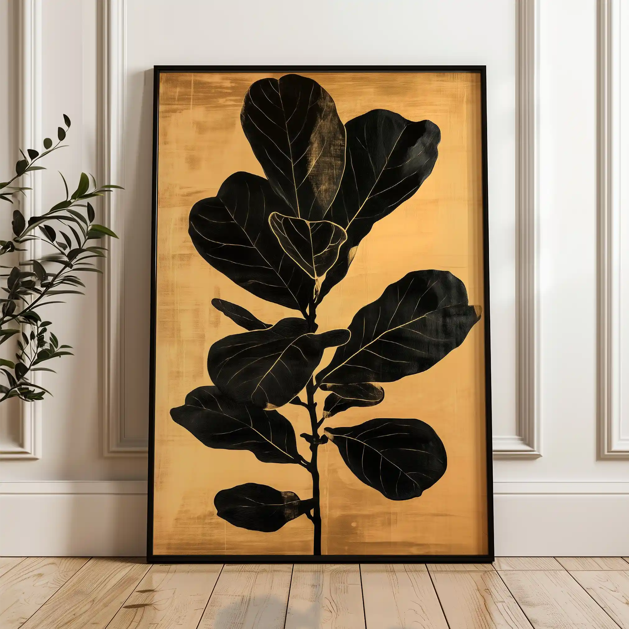 Floral 1556 Canvas Art 60 x 40 cm / Black