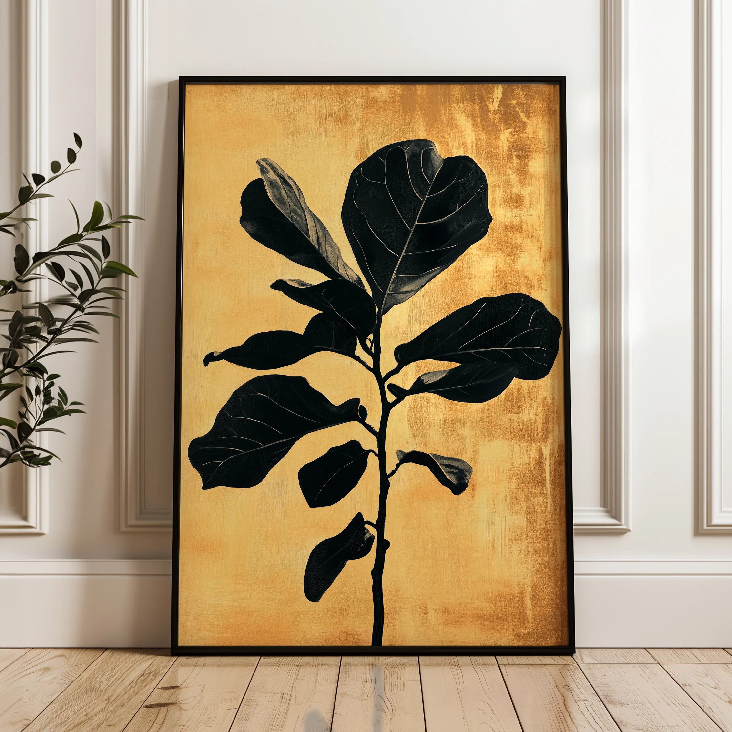 Floral 1557 Canvas Art 18" x 24" / 45 x 60 cm / Black