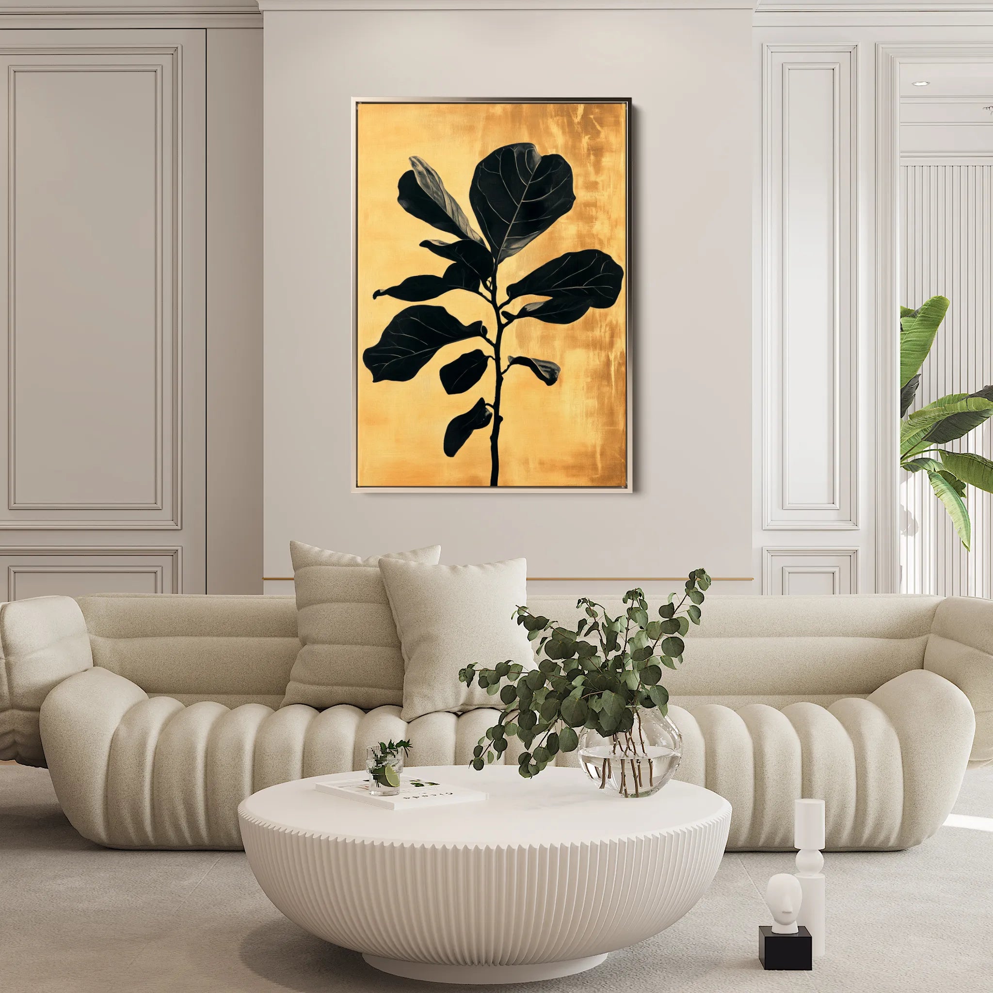 Floral 1557 Canvas Art 18" x 24" / 45 x 60 cm / Black