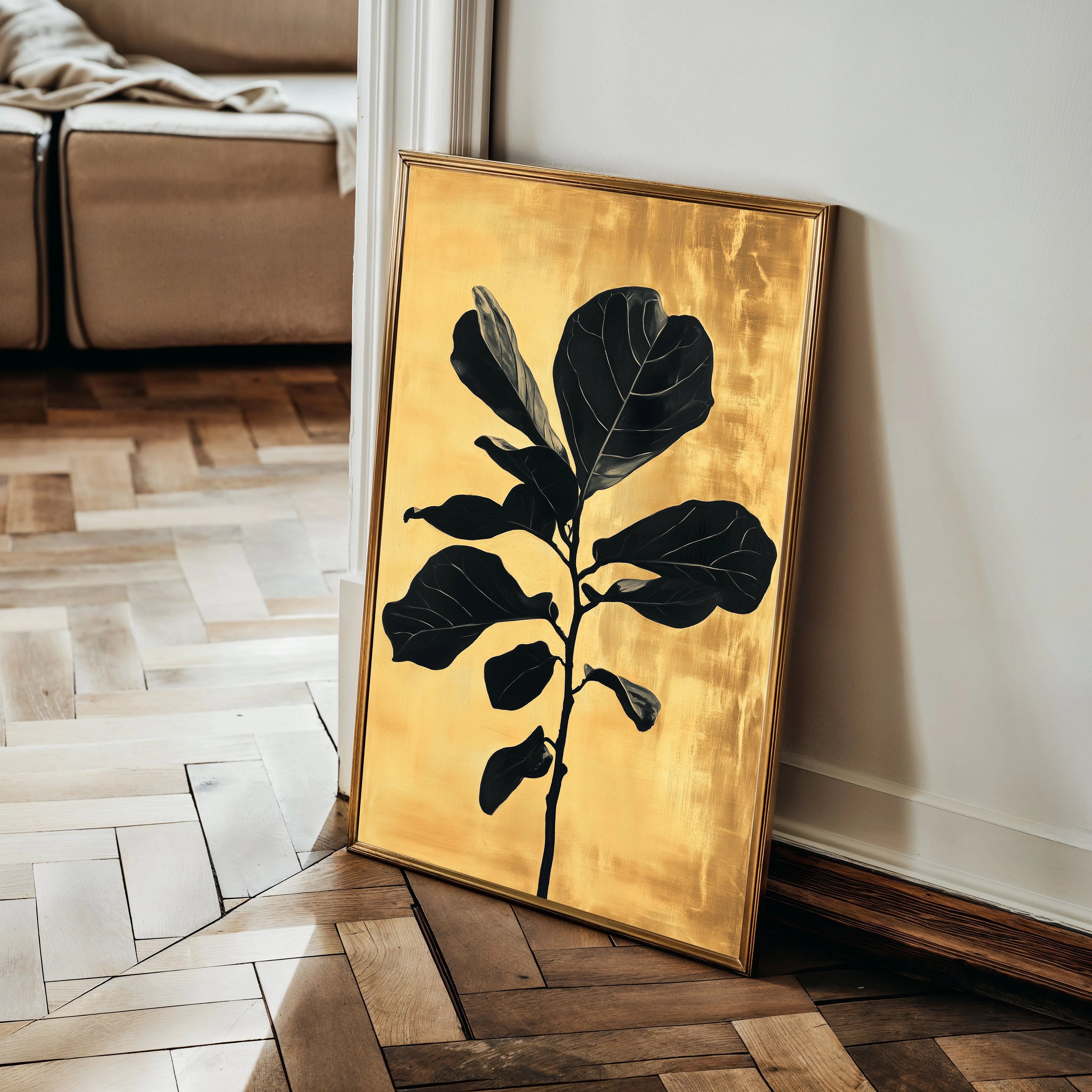 Floral 1557 Canvas Art 18" x 24" / 45 x 60 cm / Black