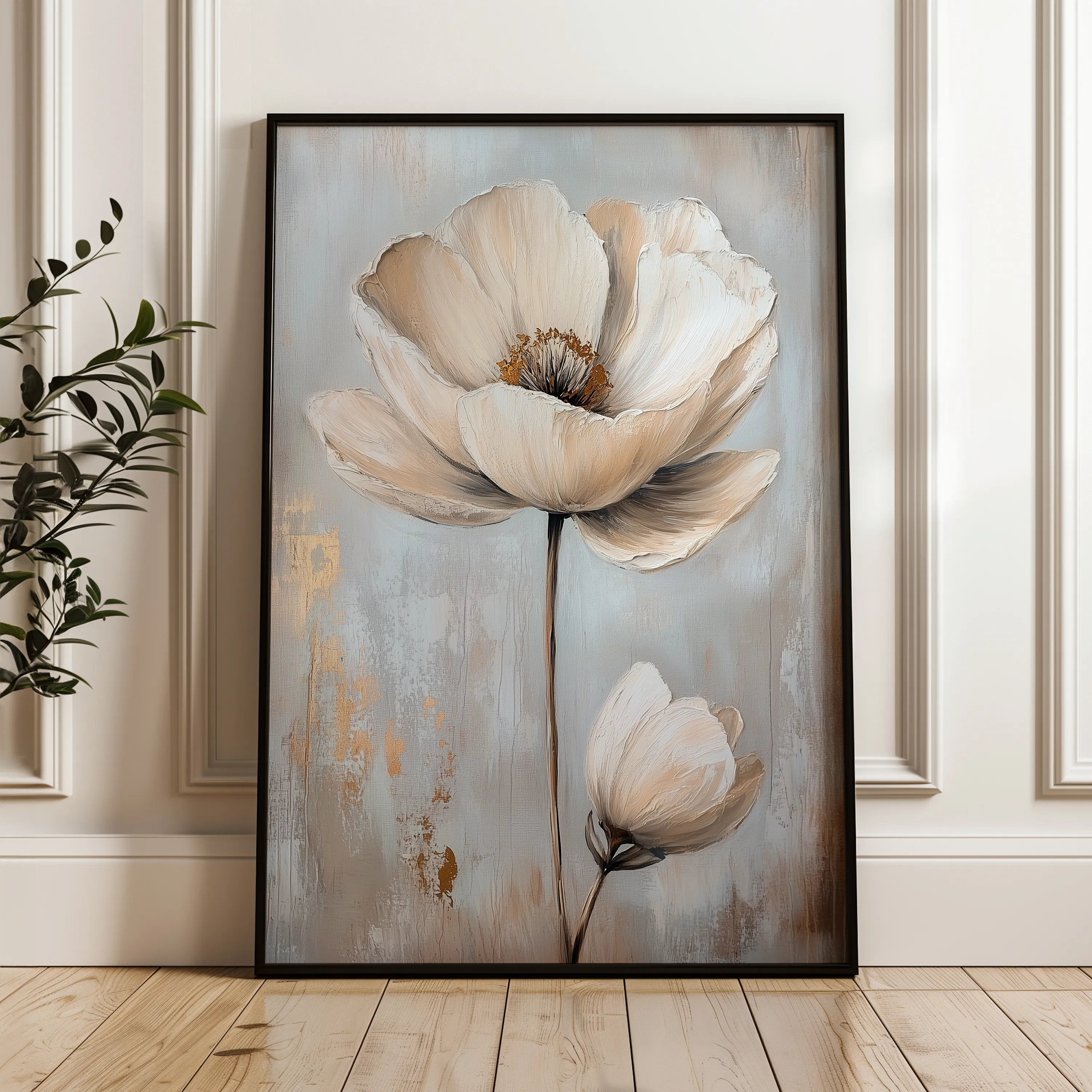 Floral 1558 Canvas Art 18" x 24" / 45 x 60 cm / Black