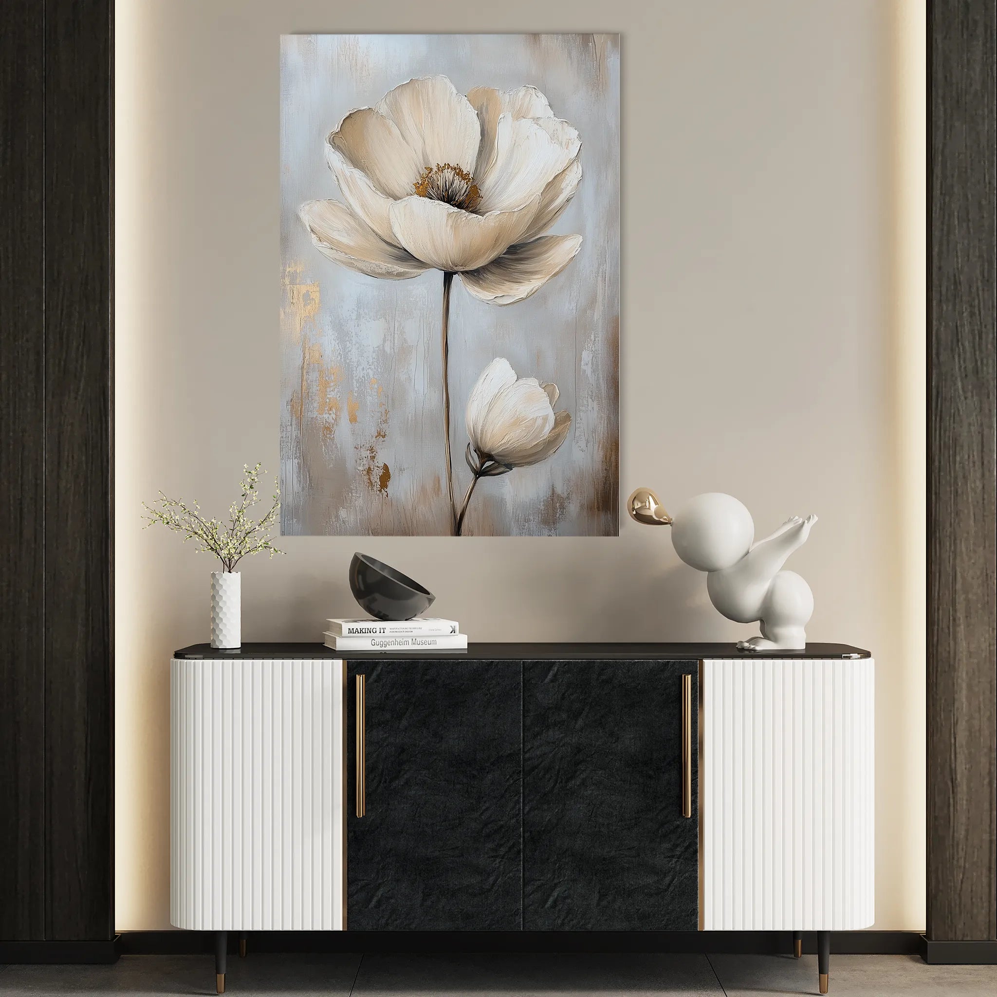 Floral 1558 Canvas Art 18" x 24" / 45 x 60 cm / Black