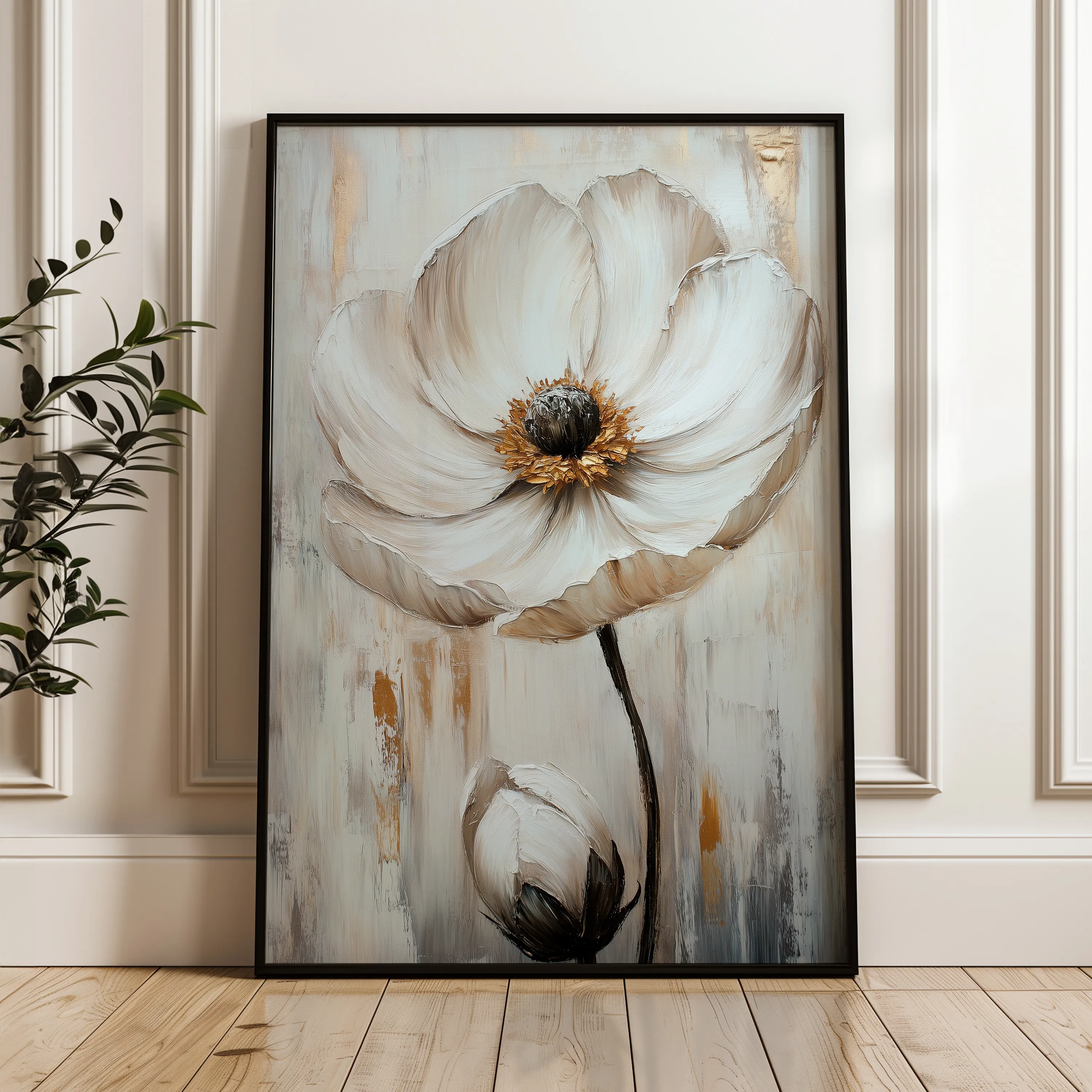 Floral 1559 Canvas Art 18" x 24" / 45 x 60 cm / Black