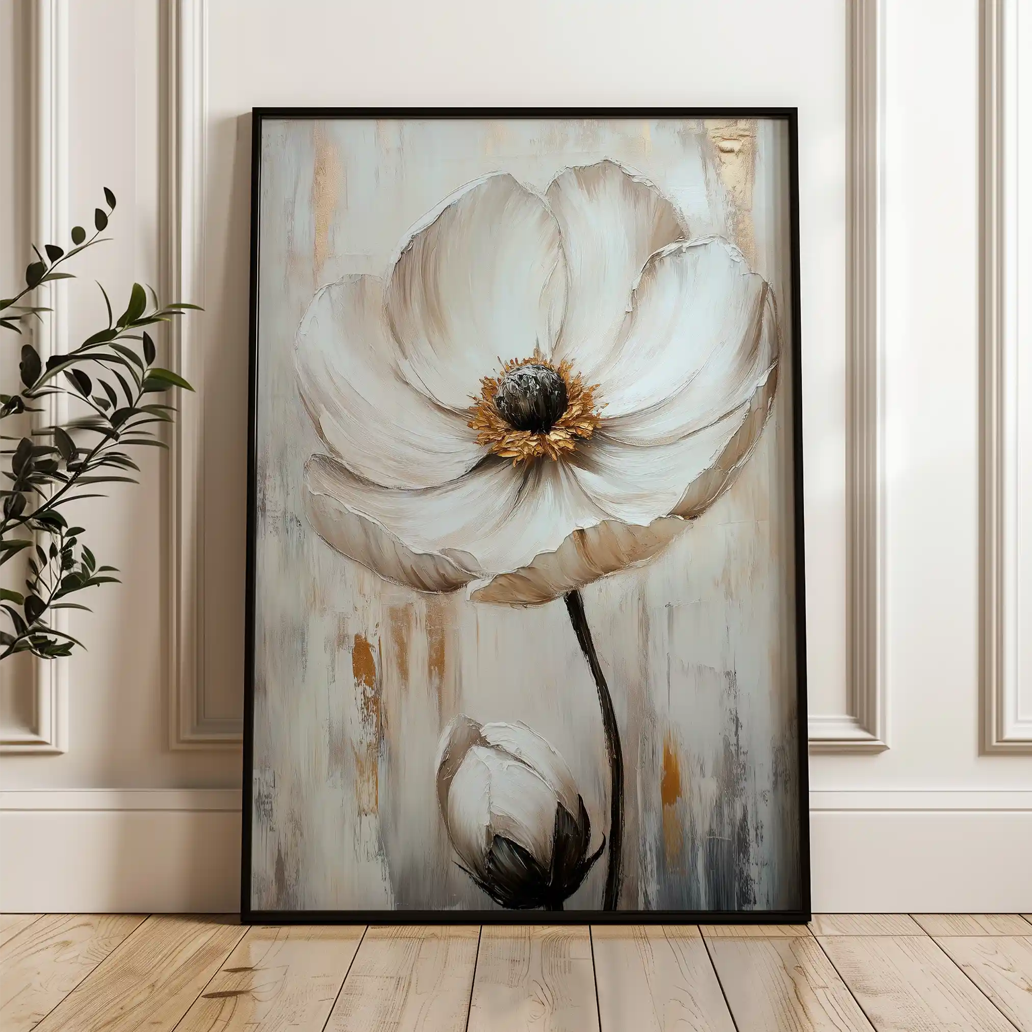 Floral 1559 Canvas Art 60 x 40 cm / Black