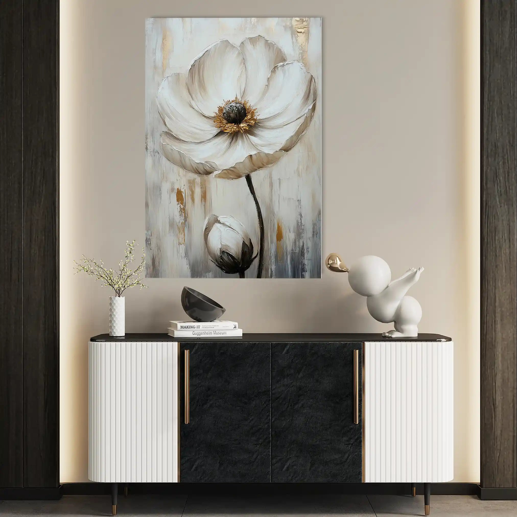 Floral 1559 Canvas Art 60 x 40 cm / Black