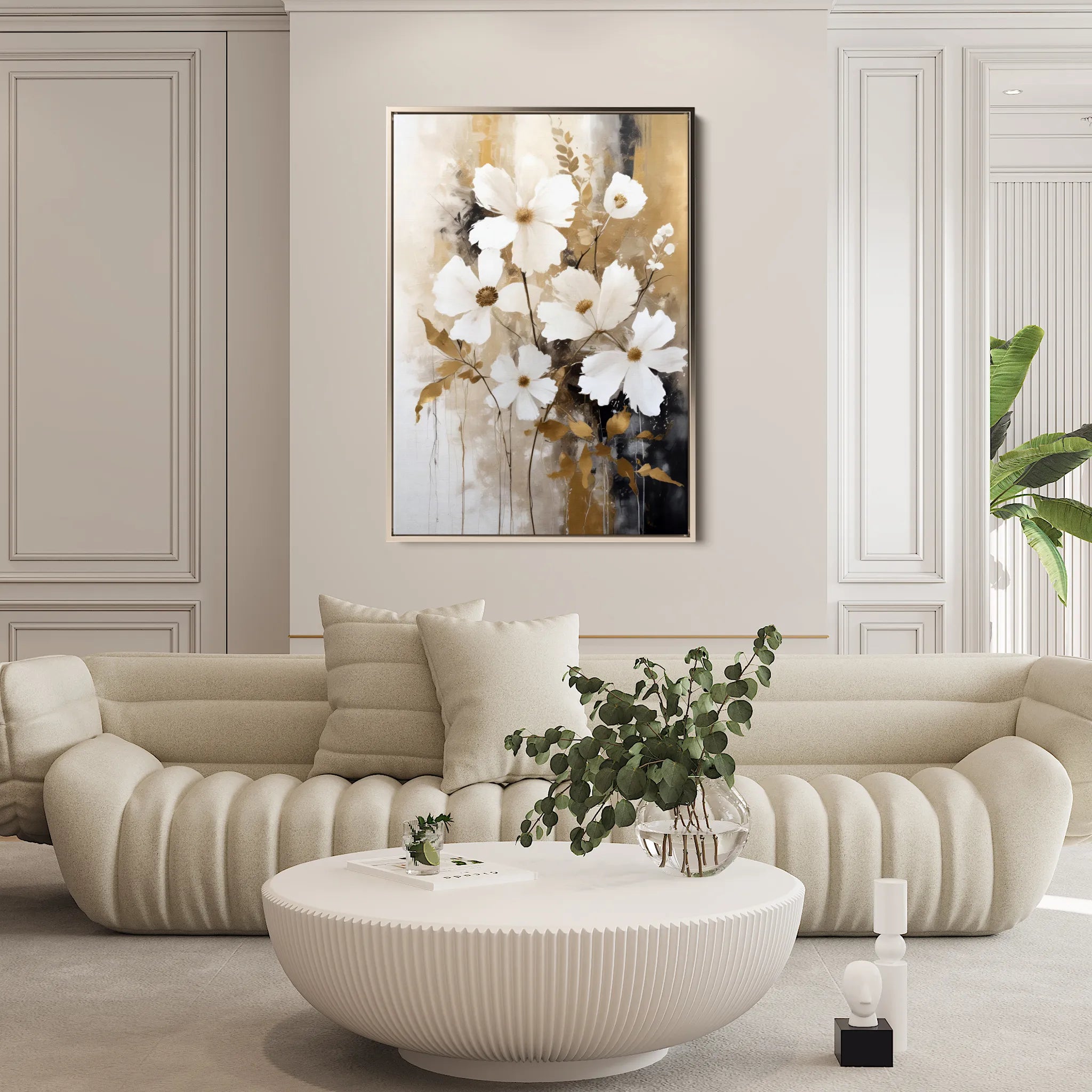 Floral 156 Canvas Art 18" x 24" / 45 x 60 cm / Black